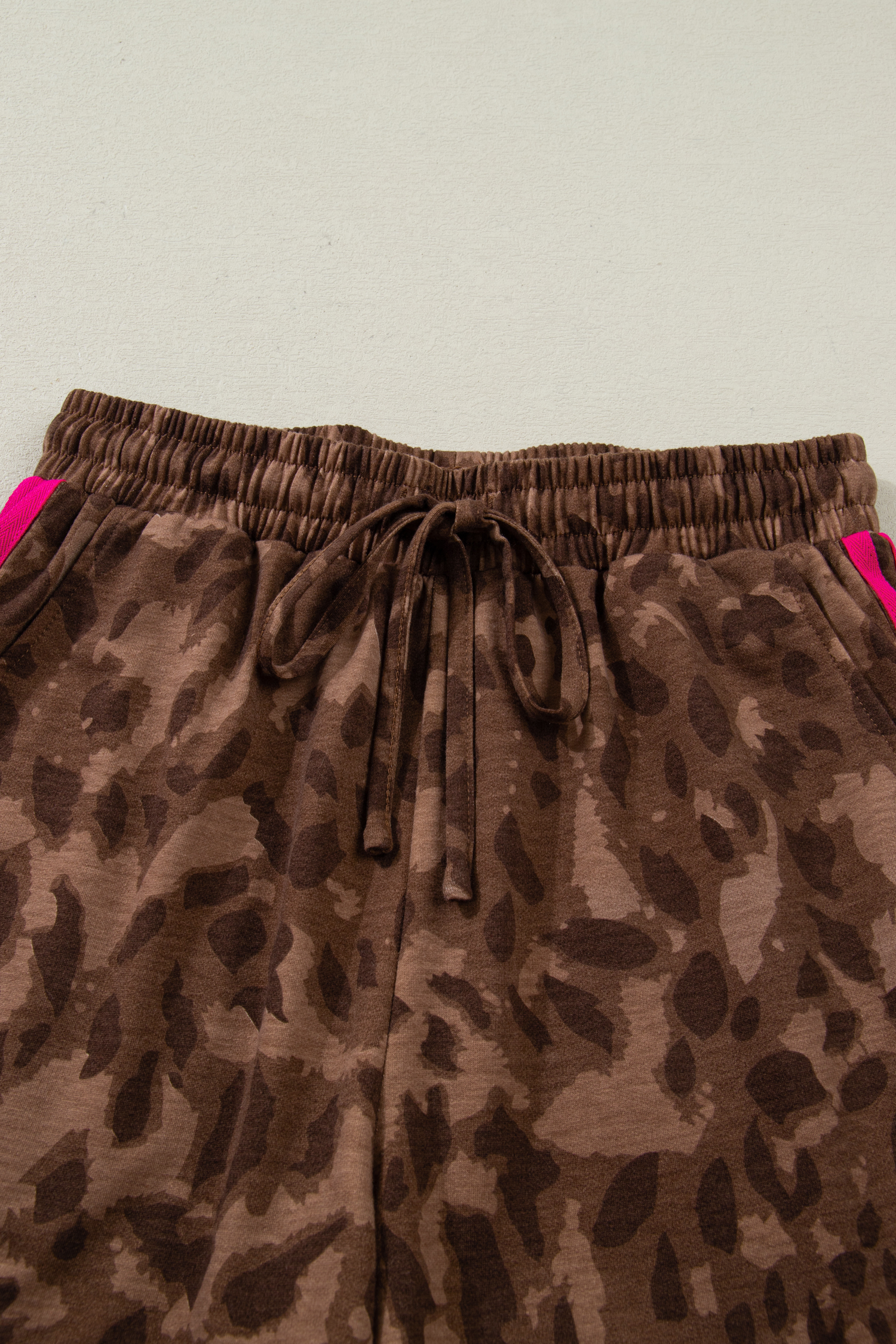 Brown Leopard Loose Tee Drawstring Waist Barrel Pants Set - loveforevers