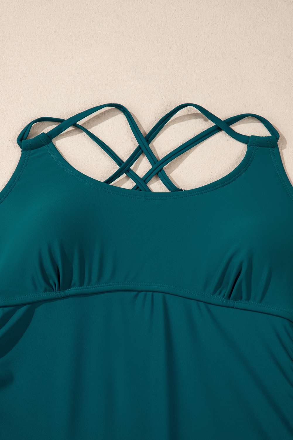 Sea Green Drawstring Tummy Control Mix-and-match 2pcs Tankini Swimsuit - loveforevers