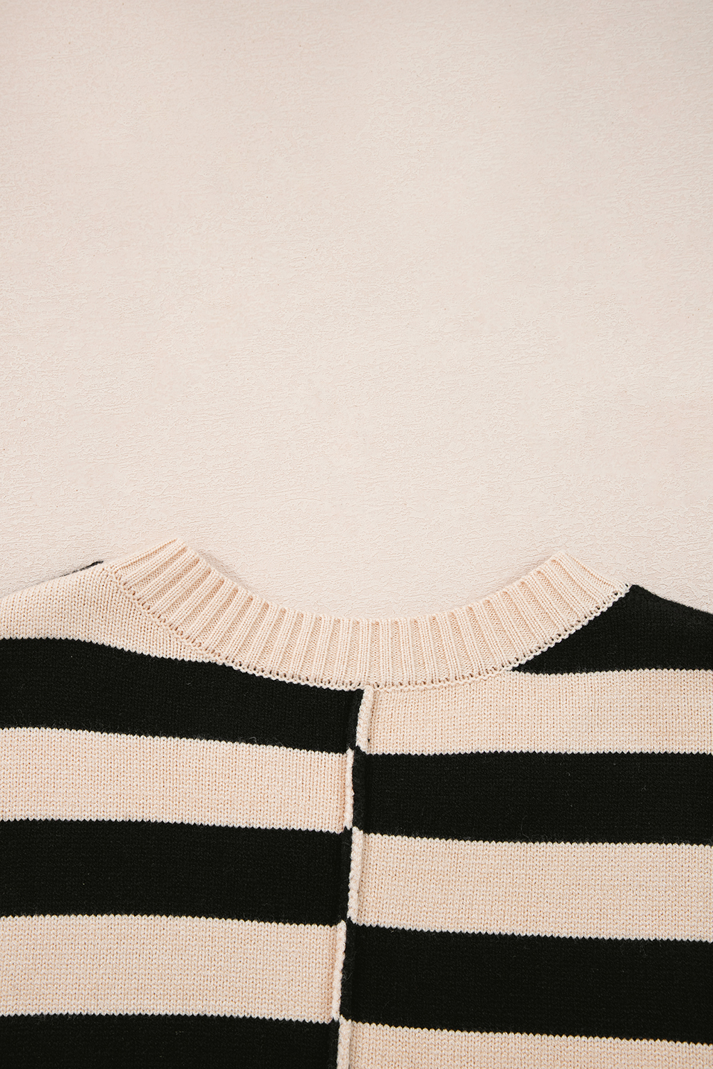 Black Stripe Two in One Knitted Top High Waist Splicing Hem Sweater Dress - loveforevers