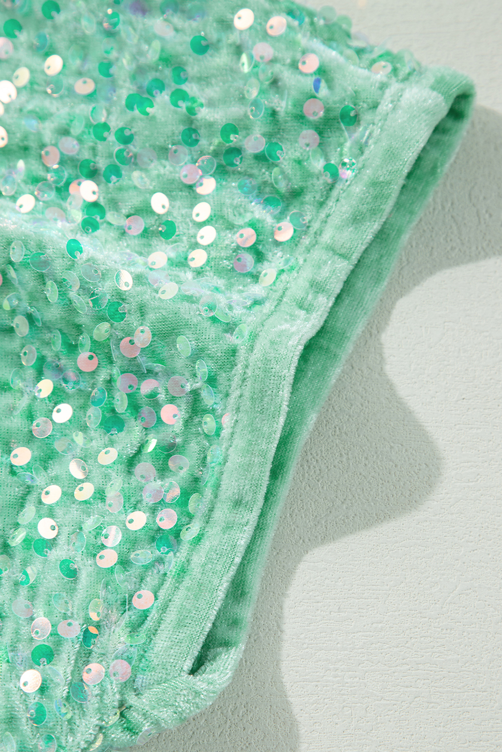 Moonlight Jade Sequin Batwing Sleeve V Neck Velvet Blouse - loveforevers