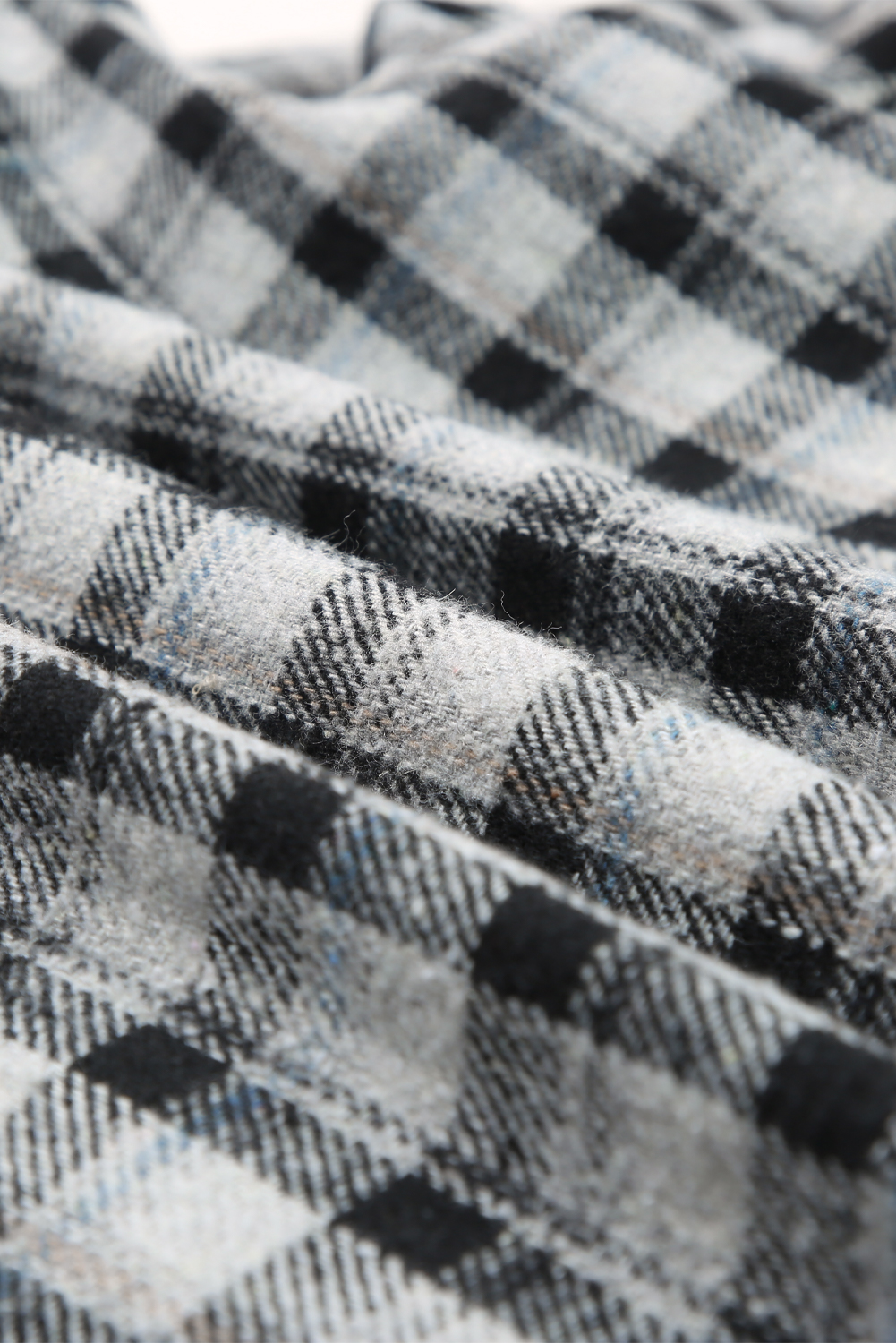 Black Plaid Pattern Sherpa Lined Hooded Shacket - loveforevers