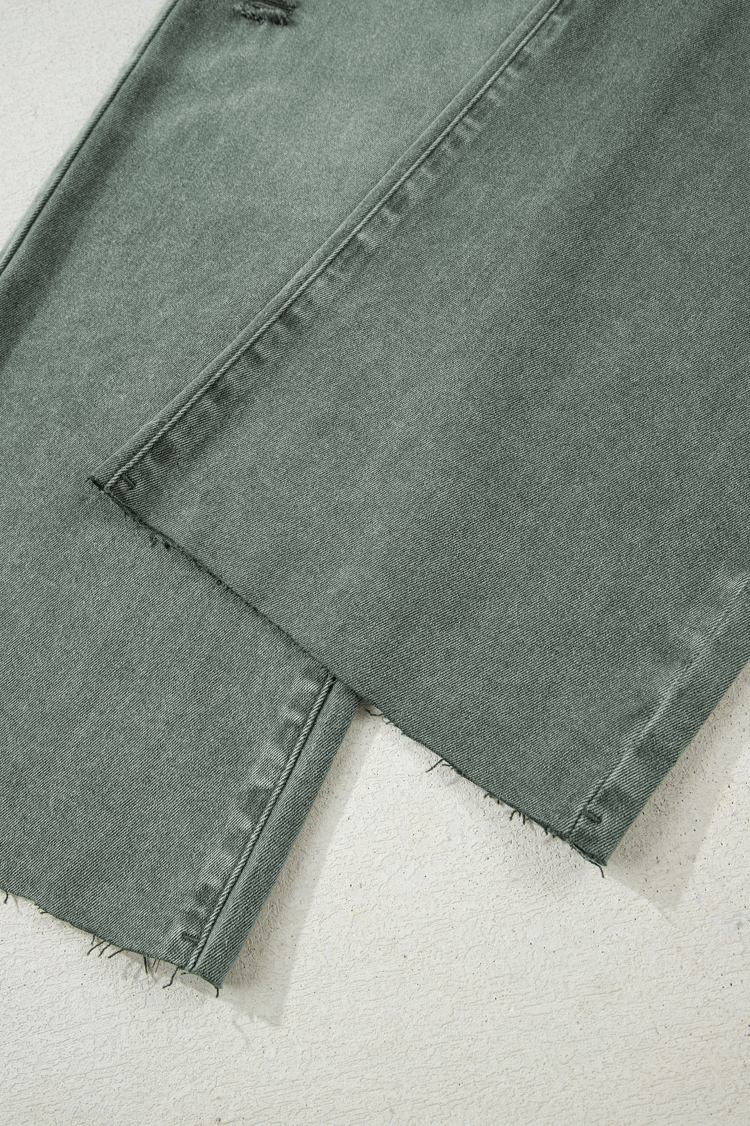 Four Leaf Clover Slight Distressed Raw Edge Wide Leg Jeans - loveforevers