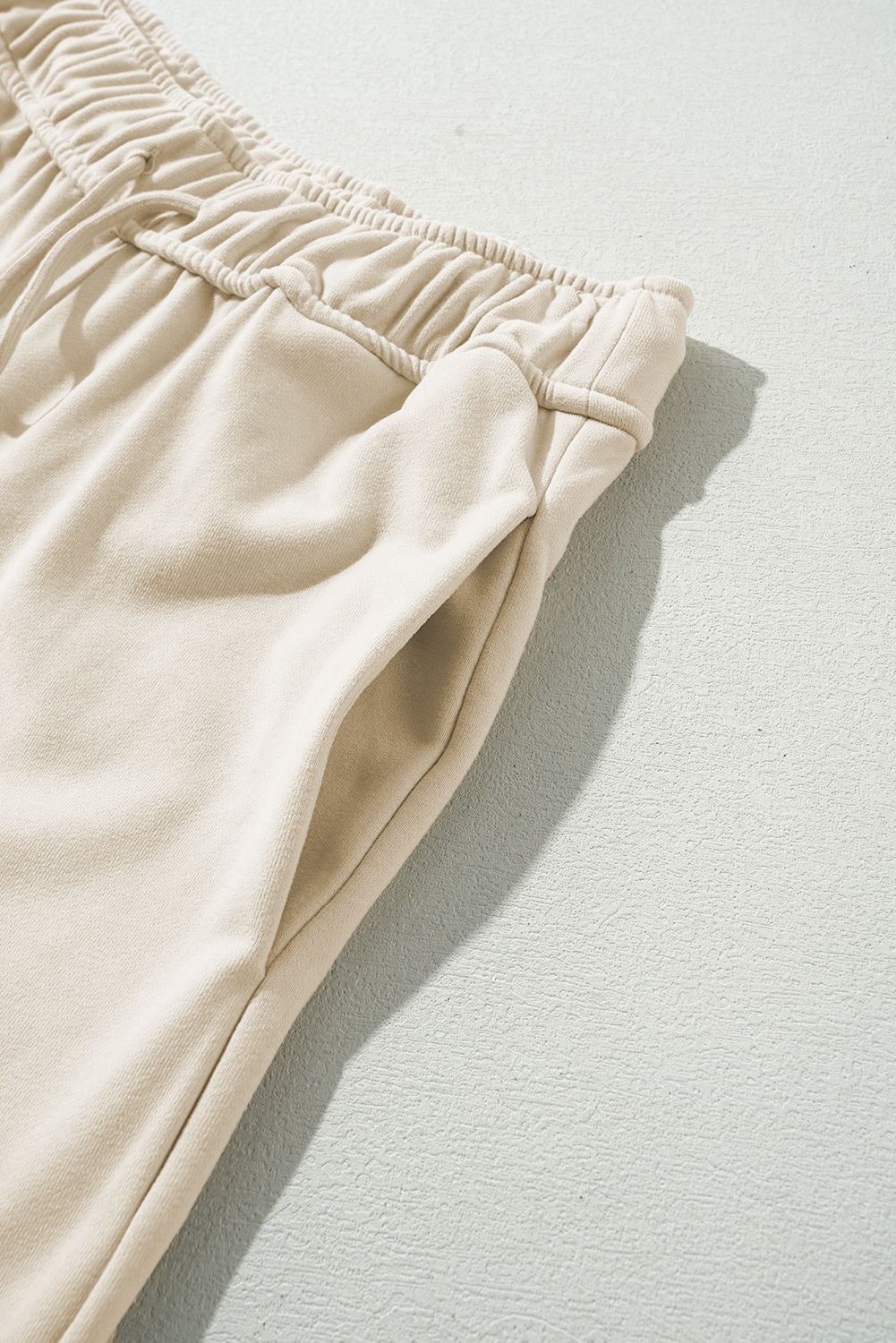 Apricot Loop Drawstring Elastic Waistband Casual Wide Leg Pants - loveforevers