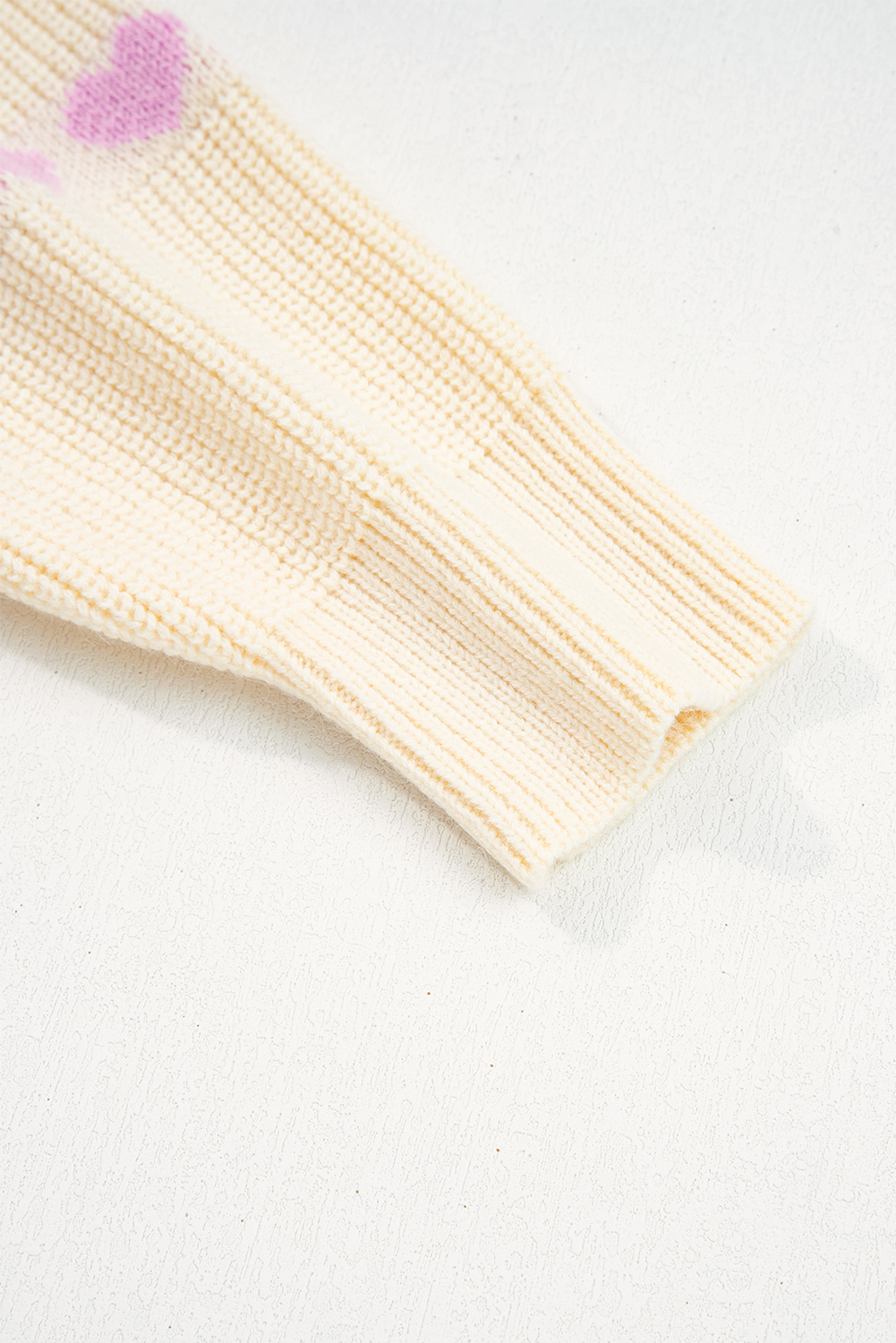 Pink Heart Pattern Valentine Ribbed Knit Sweater - loveforevers