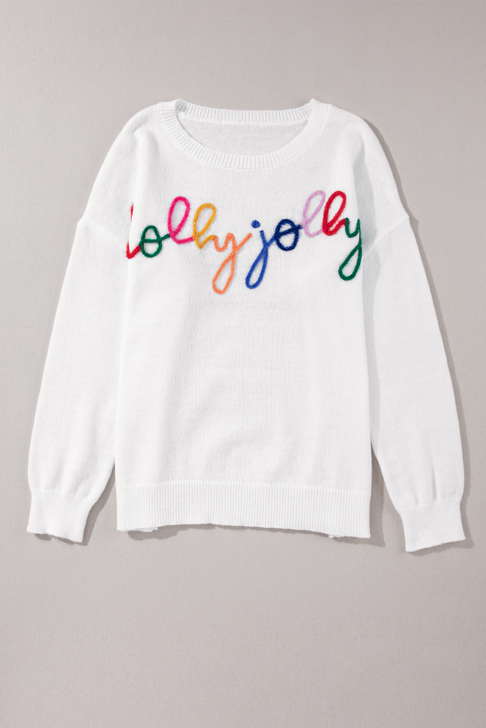 White Merry & Bright Round Neck Casual Sweater - loveforevers