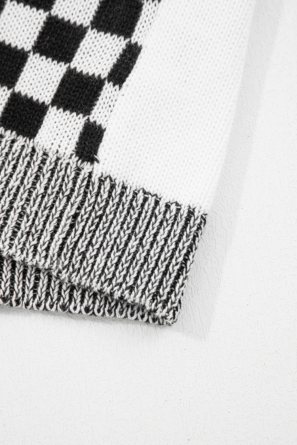 Black Checkered Open Front Drop Shoulder Cardigan - loveforevers