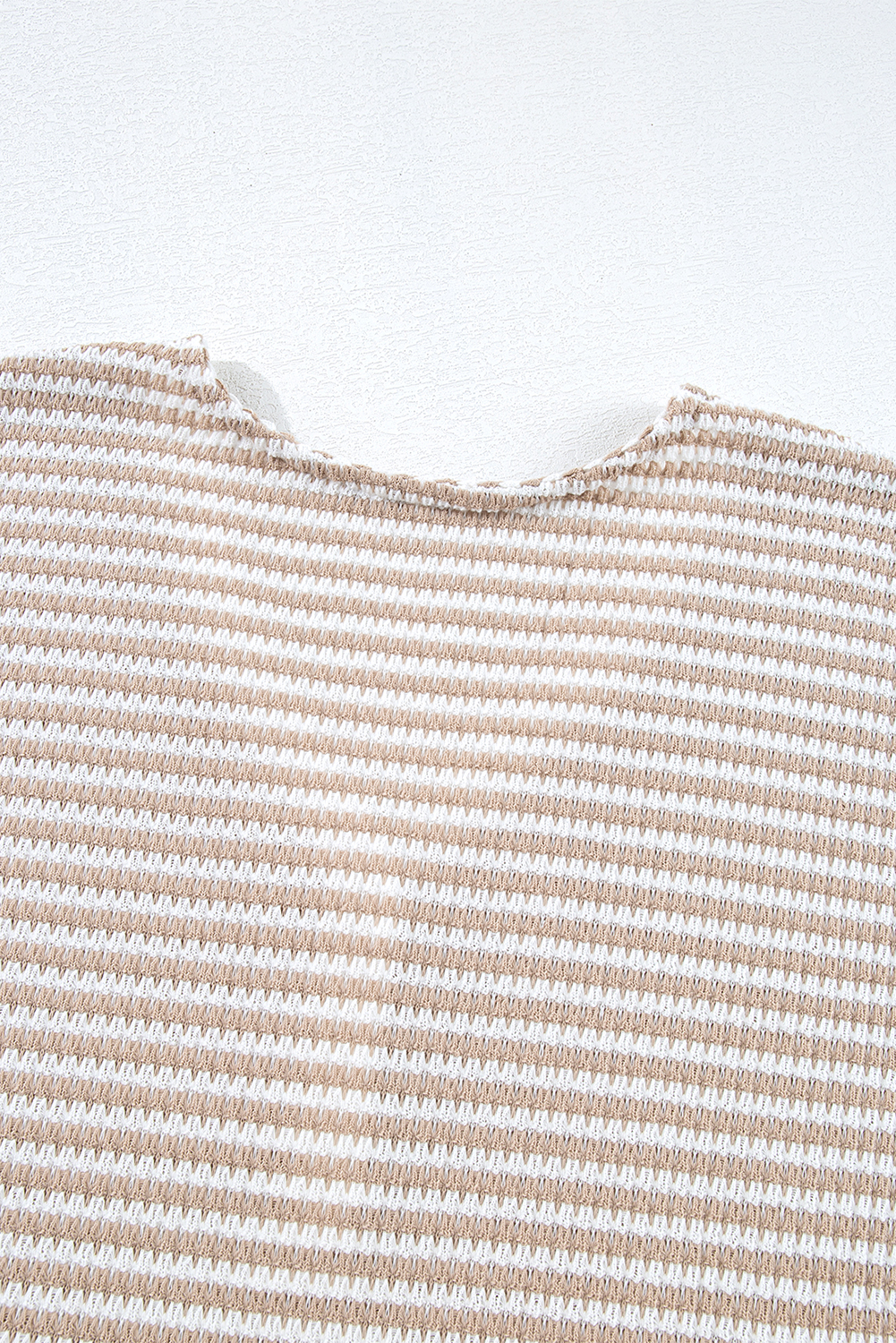 Khaki Stripe Buttoned Front V Neck Knitted T Shirt - loveforevers
