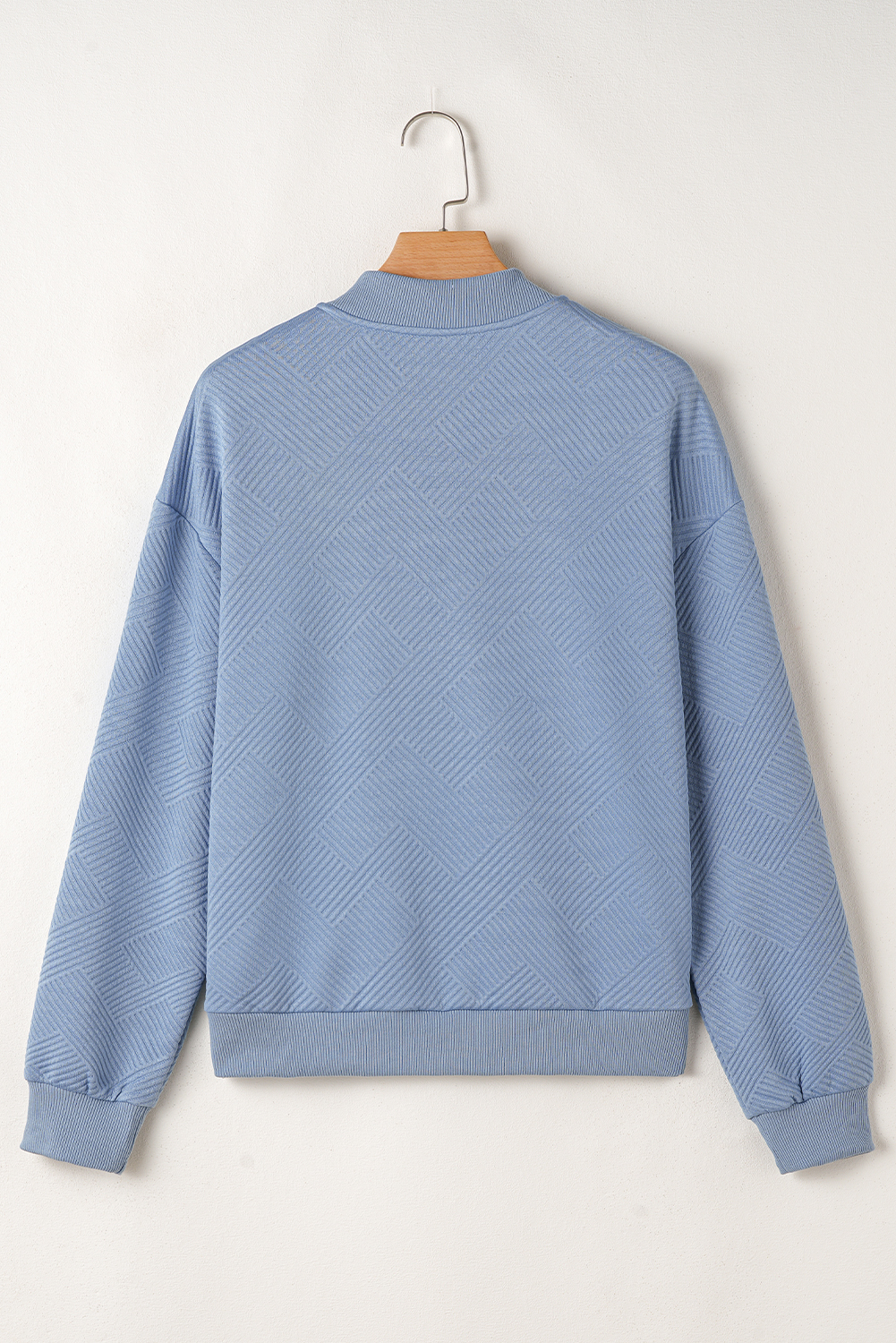 Myosotis Solid Textured Stand Neck Zipper Bomber Jacket - loveforevers