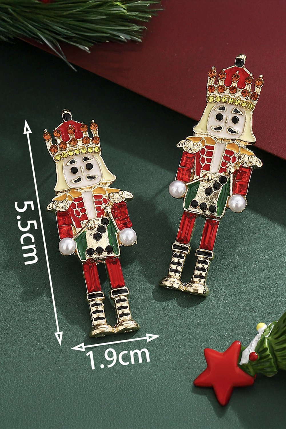 Pink Christmas Nutcracker Doll Alloy Gem Holiday Earrings - loveforevers