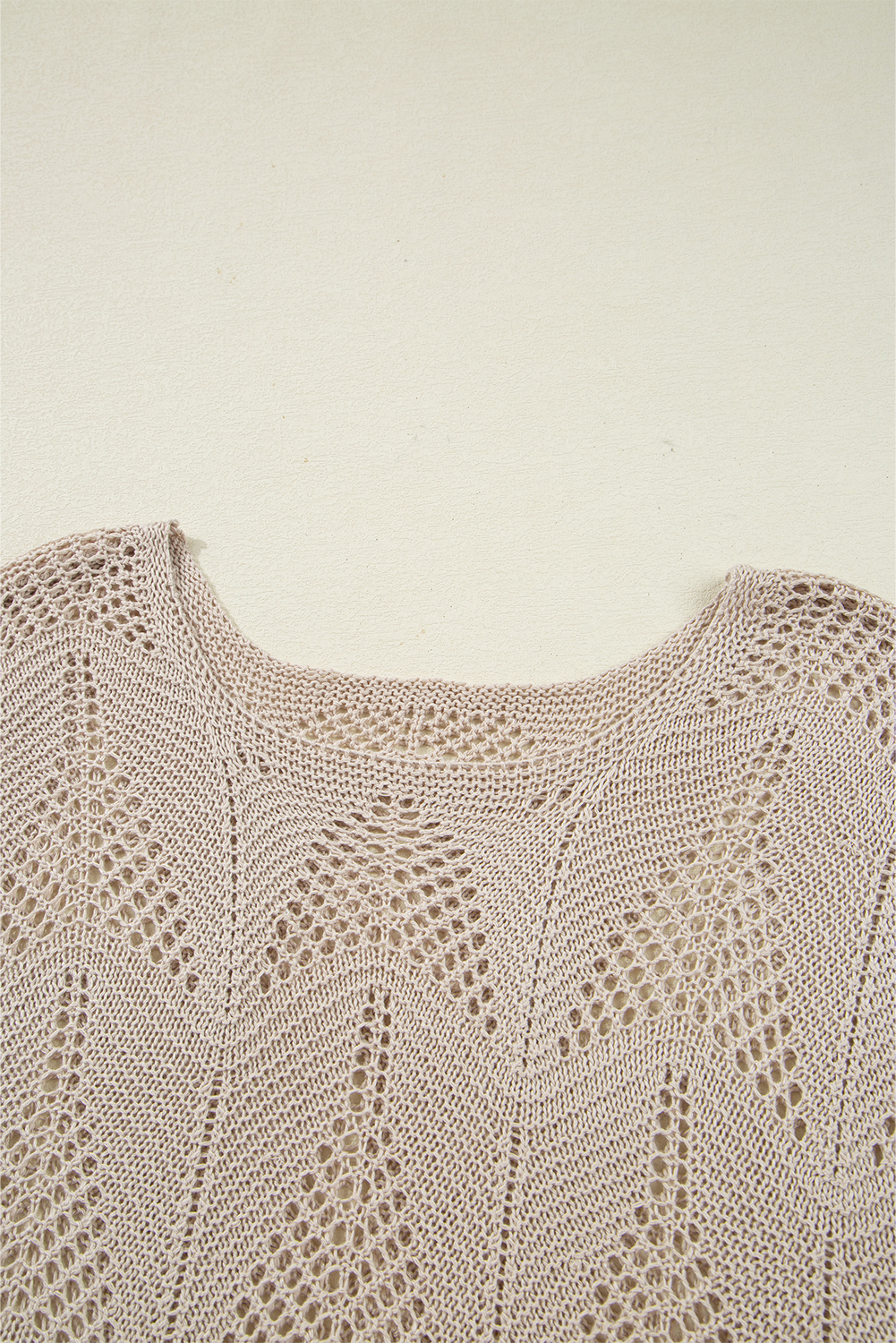 Navy Blue Hollow Out Knit 7/8 Sleeve Casual Sweater - loveforevers