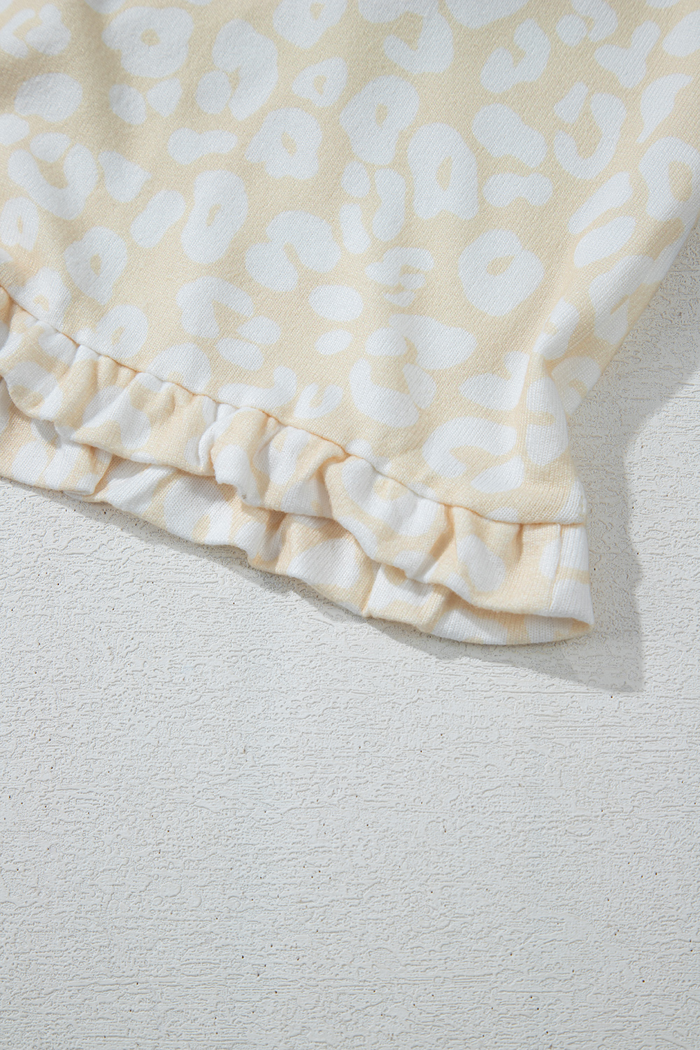 White Cheetah Print Two Piece Loose Fit Cozy Loungewear - loveforevers