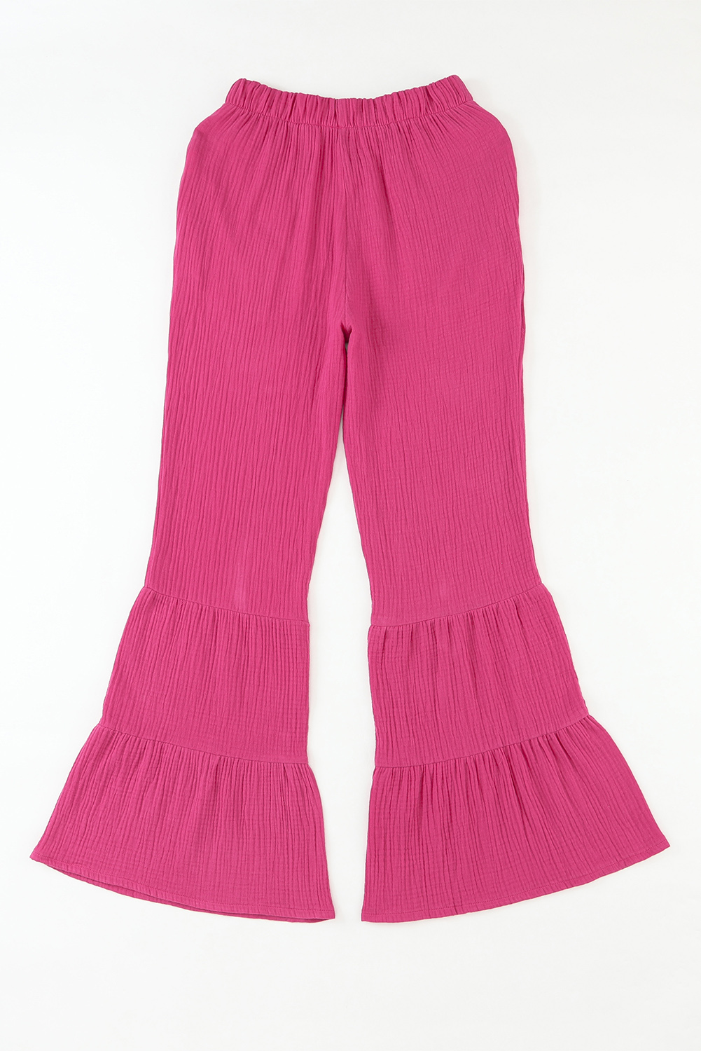 Rose Textured High Waist Ruffled Bell Bottom Pants - loveforevers