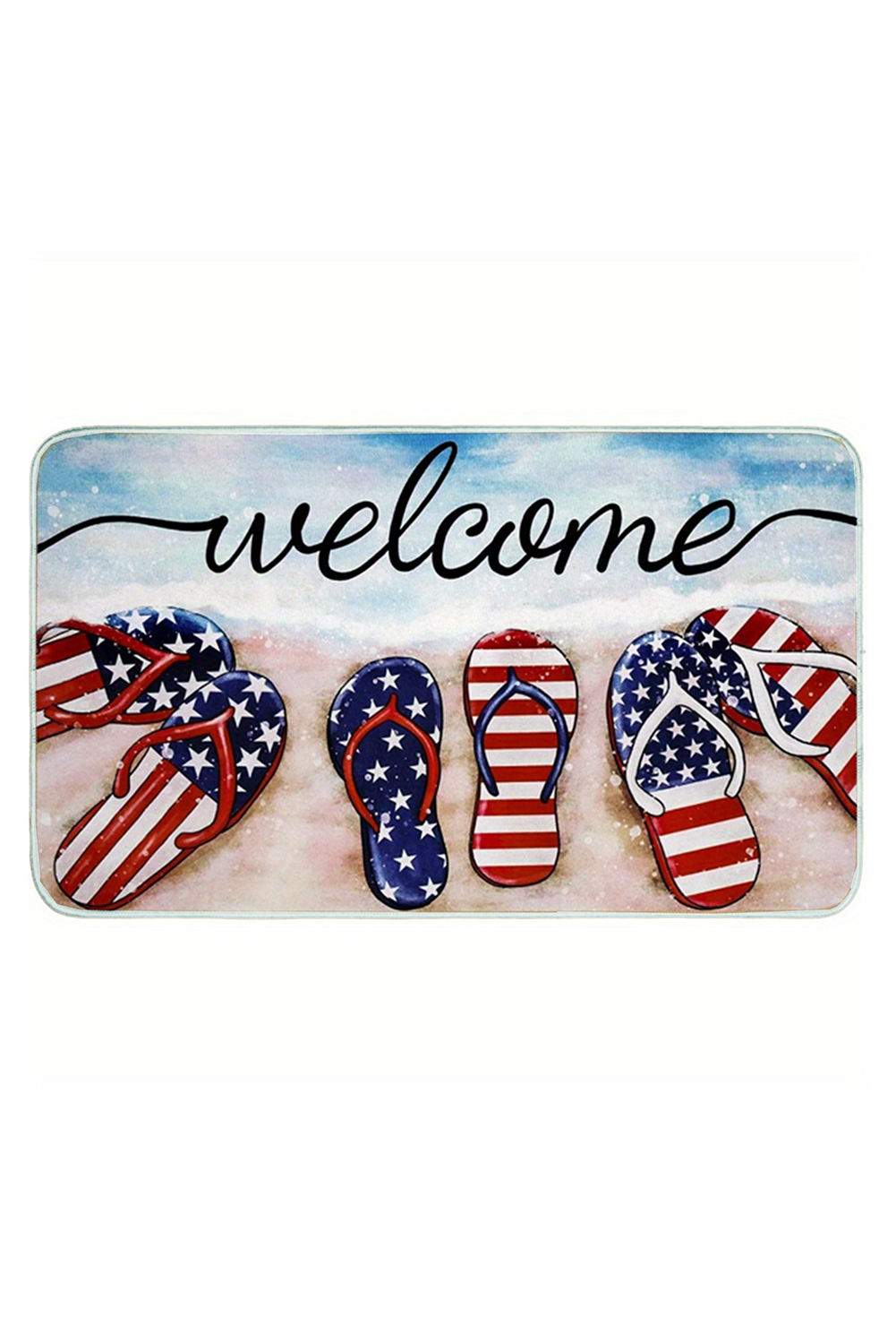 Dark Blue Welcome American Flag Slipper Print Entryway Mat - loveforevers