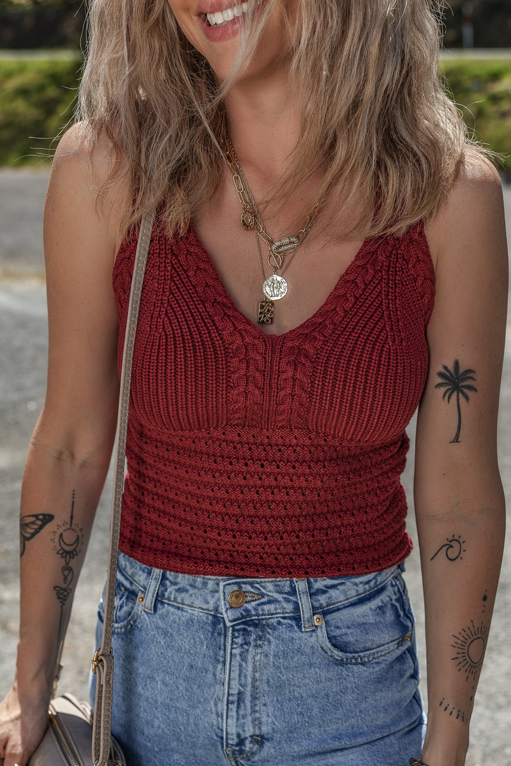 Burgundy Cable Knit Pointelle Slim Fit V Neck Sweater Vest - loveforevers