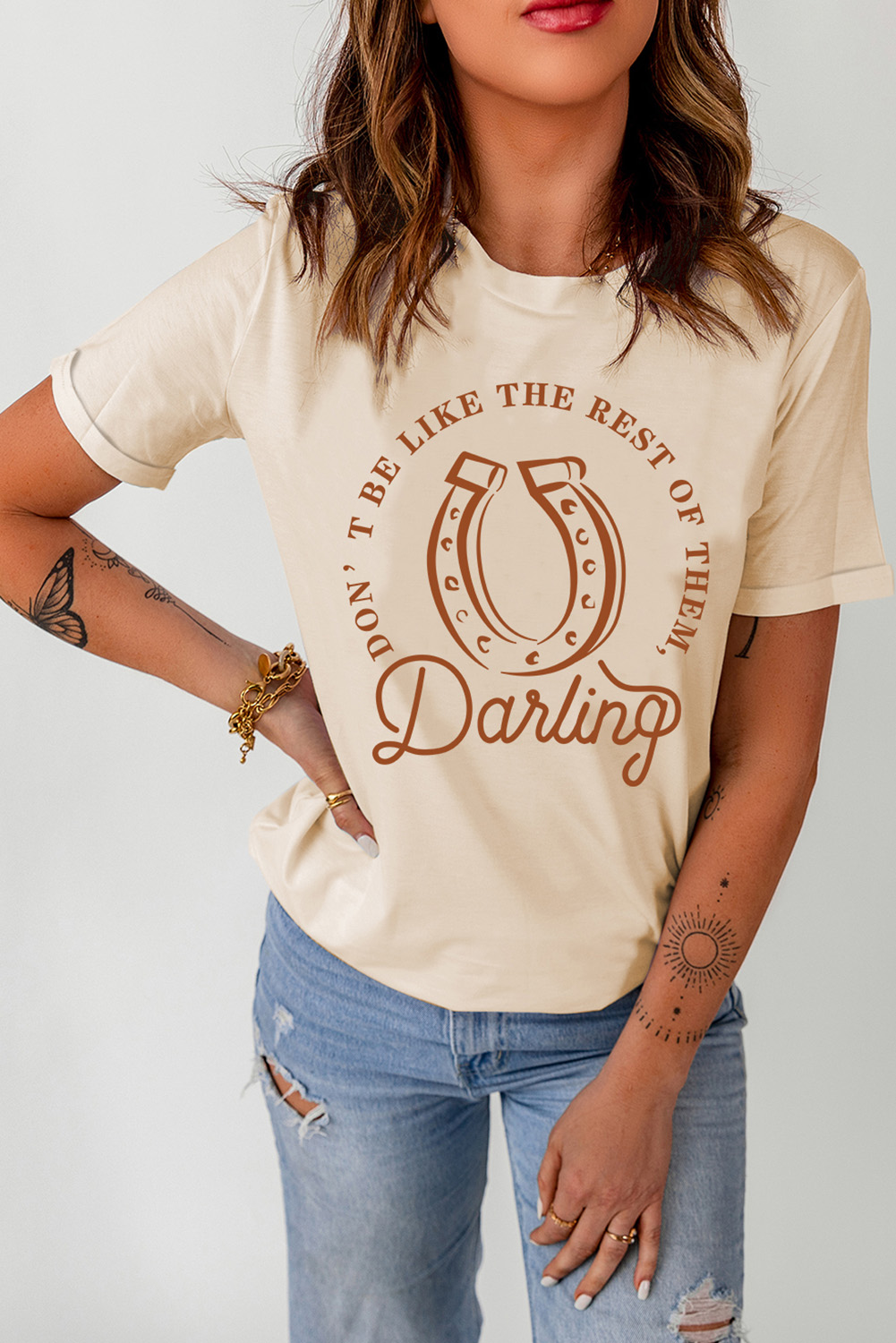 Khaki DO NOT BE LIKE THE REST OF THEM Darling Graphic Tee - loveforevers