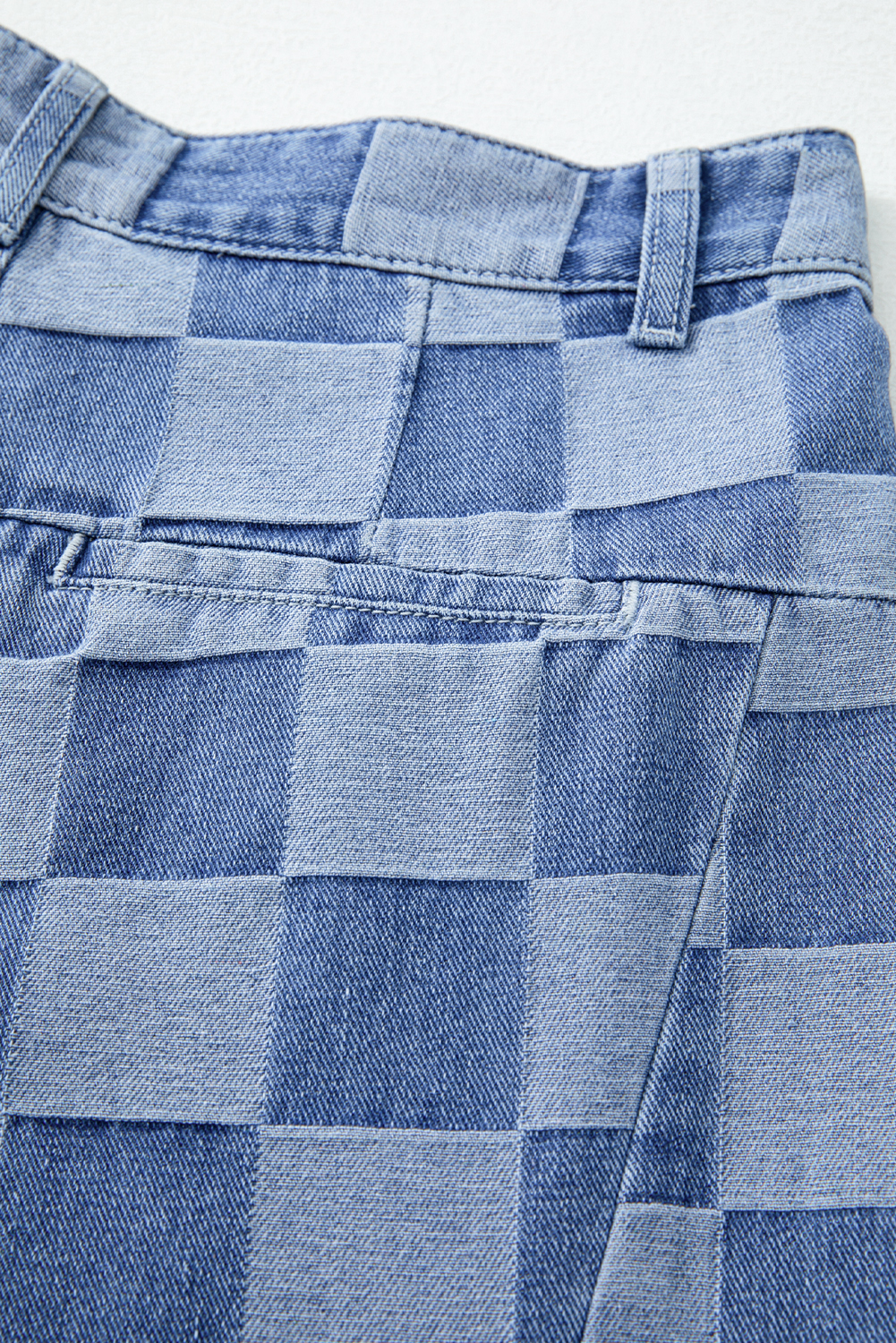 Dark Grey Checkered Denim Wide Leg Jeans - loveforevers