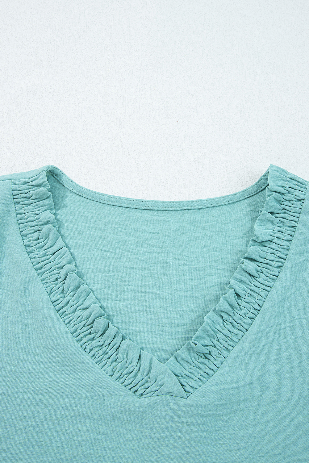Sky Blue Frilled V Neck Bracelet Sleeve Shift Mini Dress - loveforevers