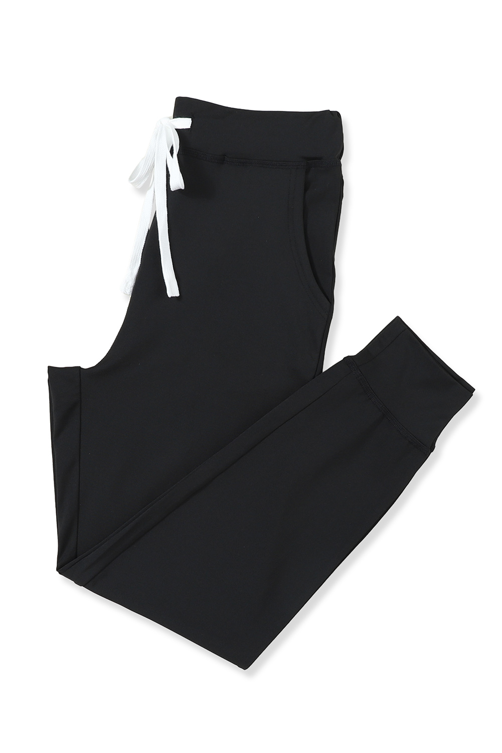 Black Drawstring Elastic Waistband Pocketed Joggers - loveforevers