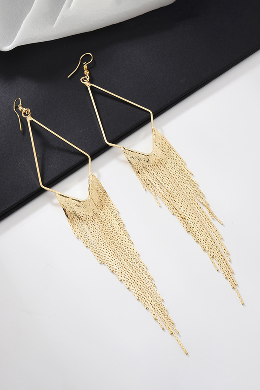 Gold Tassel Long Chain Dangle Earrings - loveforevers
