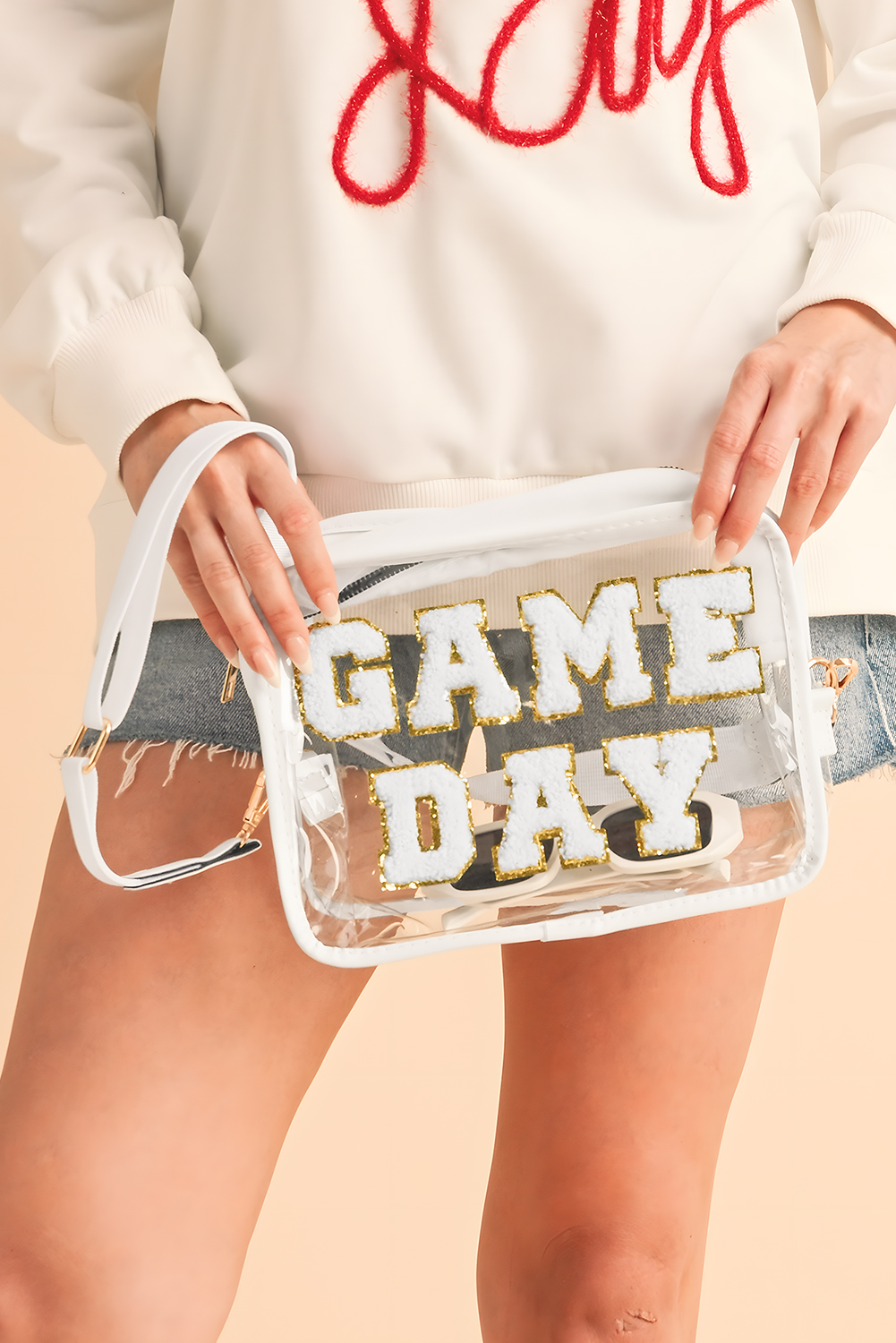 Black GAME DAY Rugby Football Clear Shoulder Bag - loveforevers