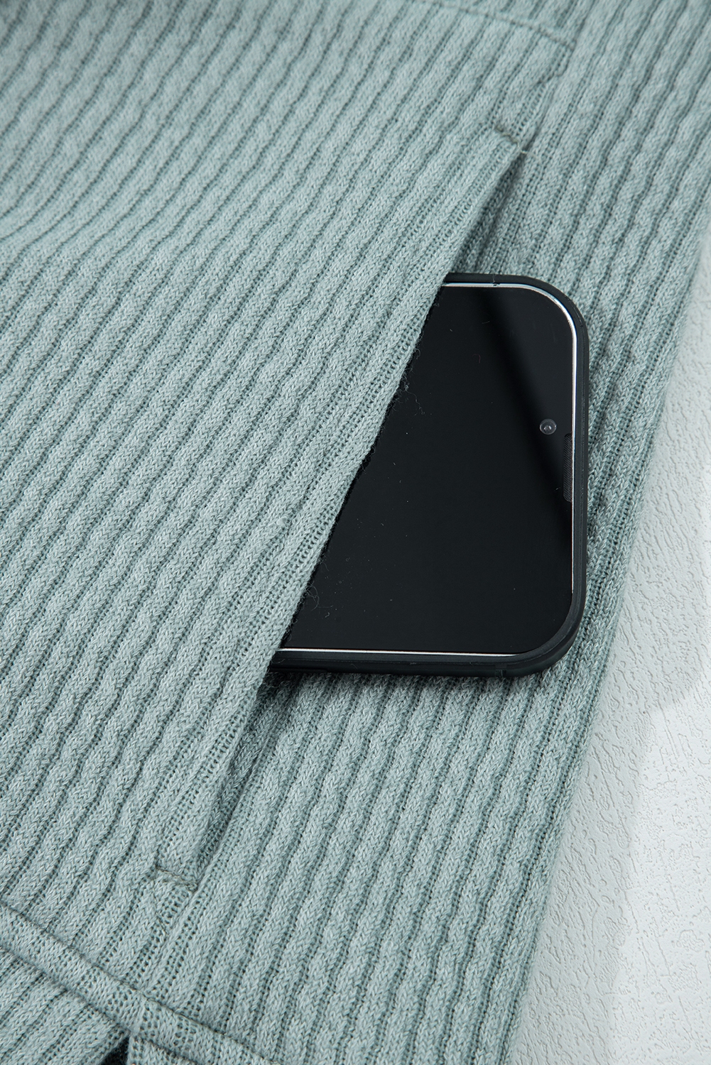 Clearly Aqua Ribbed Drop Shoulder Knit Hoodie - loveforevers