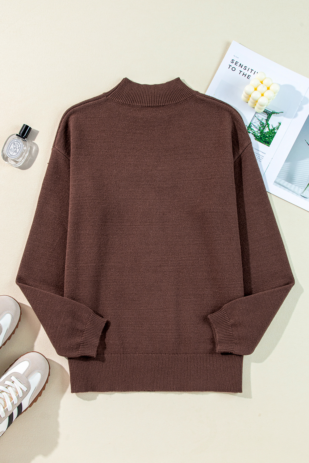 Coffee Western Howdy Boot Graphic High Neck Sweater - loveforevers