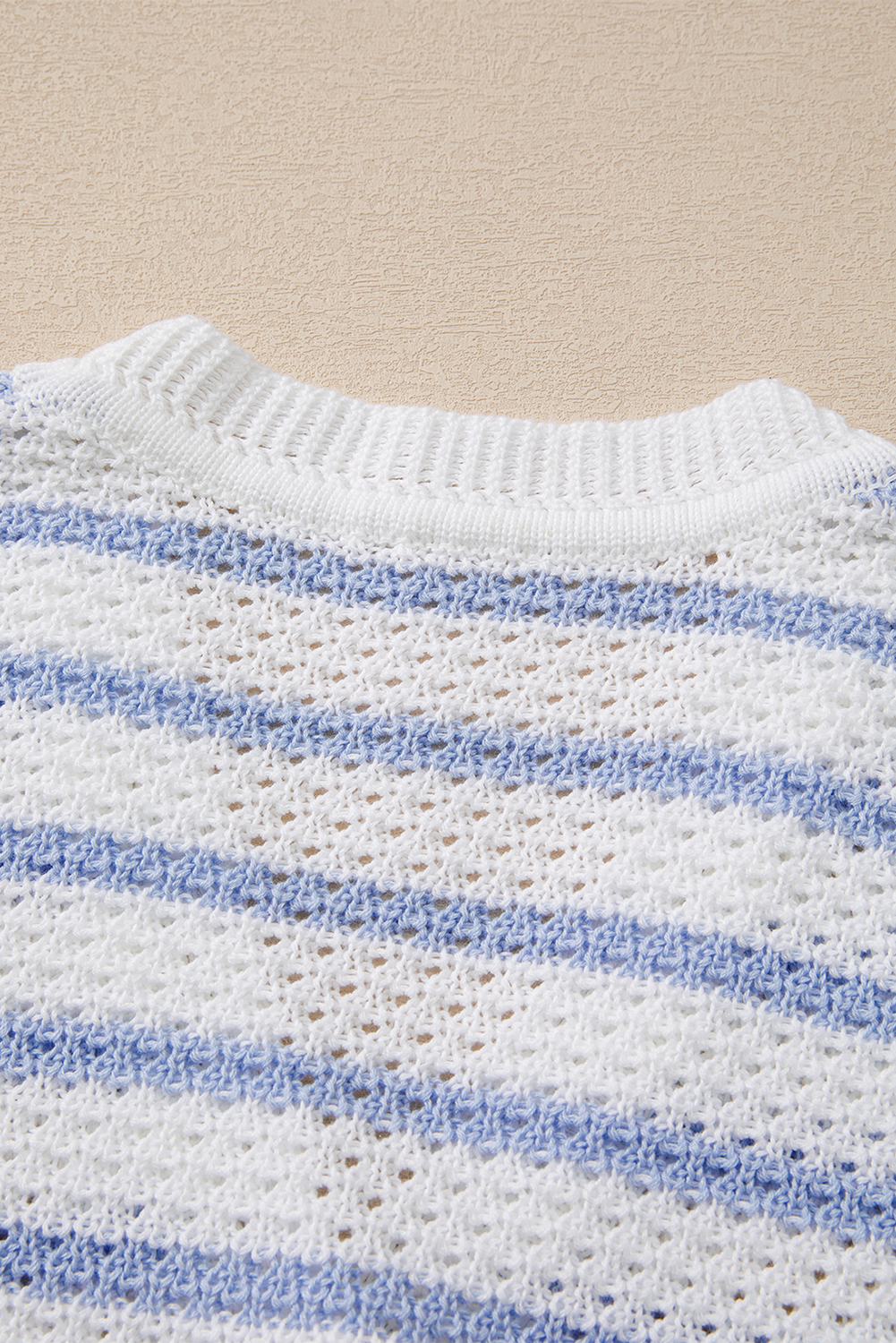 Sky Blue Stripe V Neck Gold Buttons Elegant Sweater Vest - loveforevers