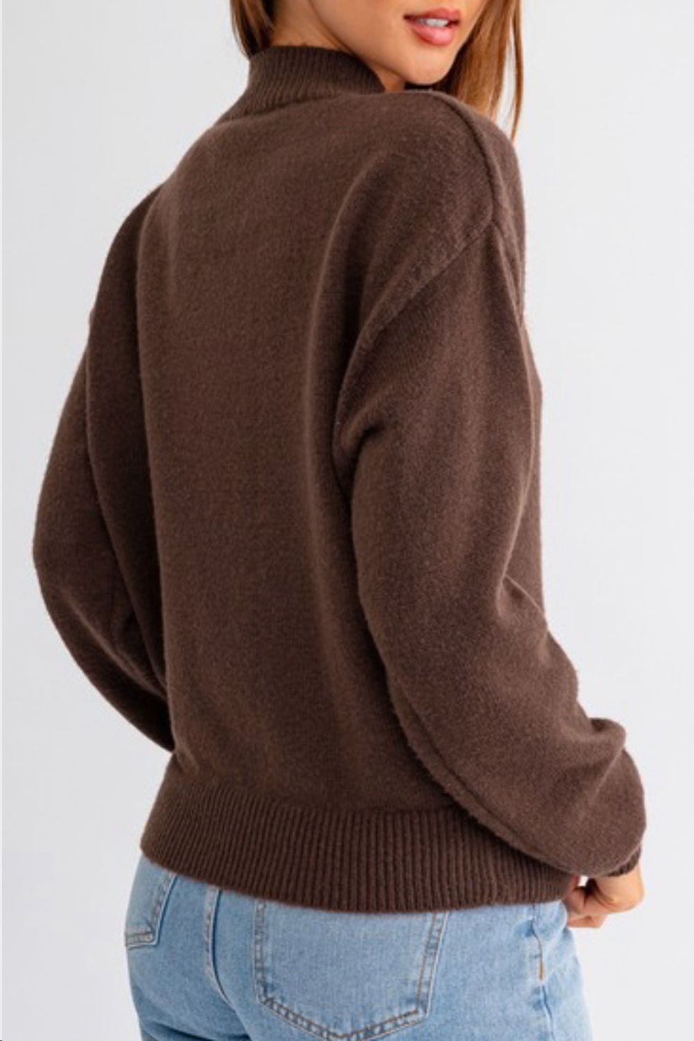 Coffee Western Howdy Boot Graphic High Neck Sweater - loveforevers