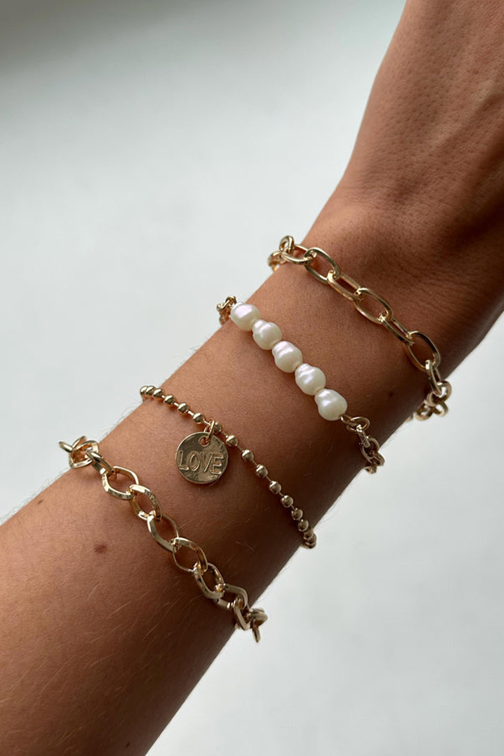 Gold Pearl Plated Alloy Adjustable Chain Bracelet - loveforevers