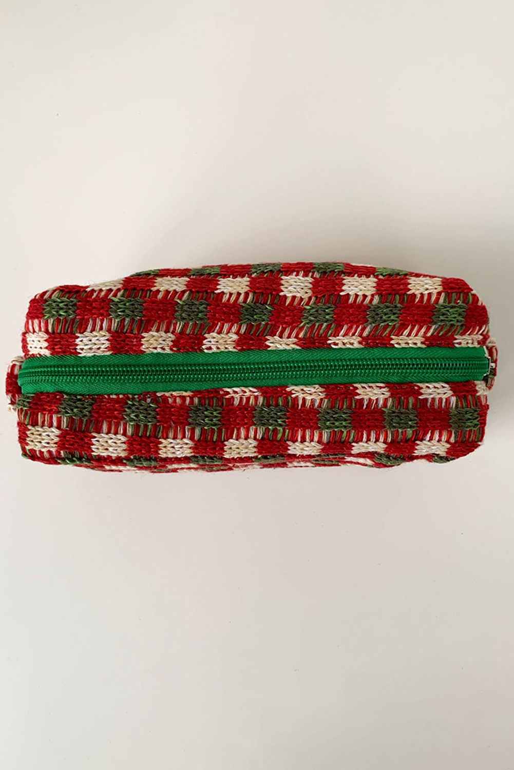 Racing Red Christmas Style Crochet Zipper Square Makeup Bag - loveforevers