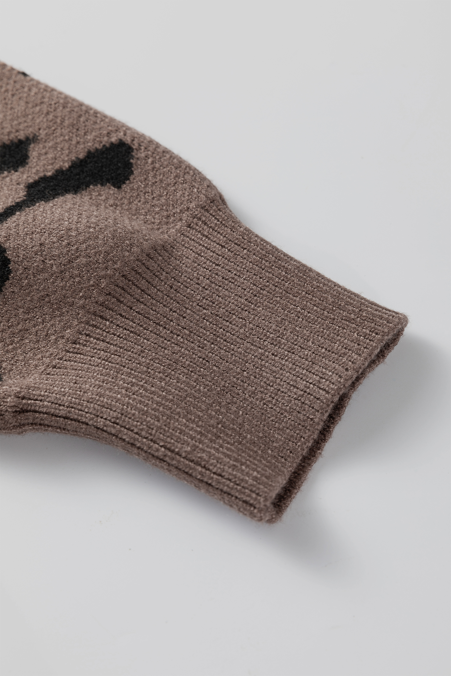 Camel Asymmetric Leopard Print Detail Drop Shoulder Sweater - loveforevers