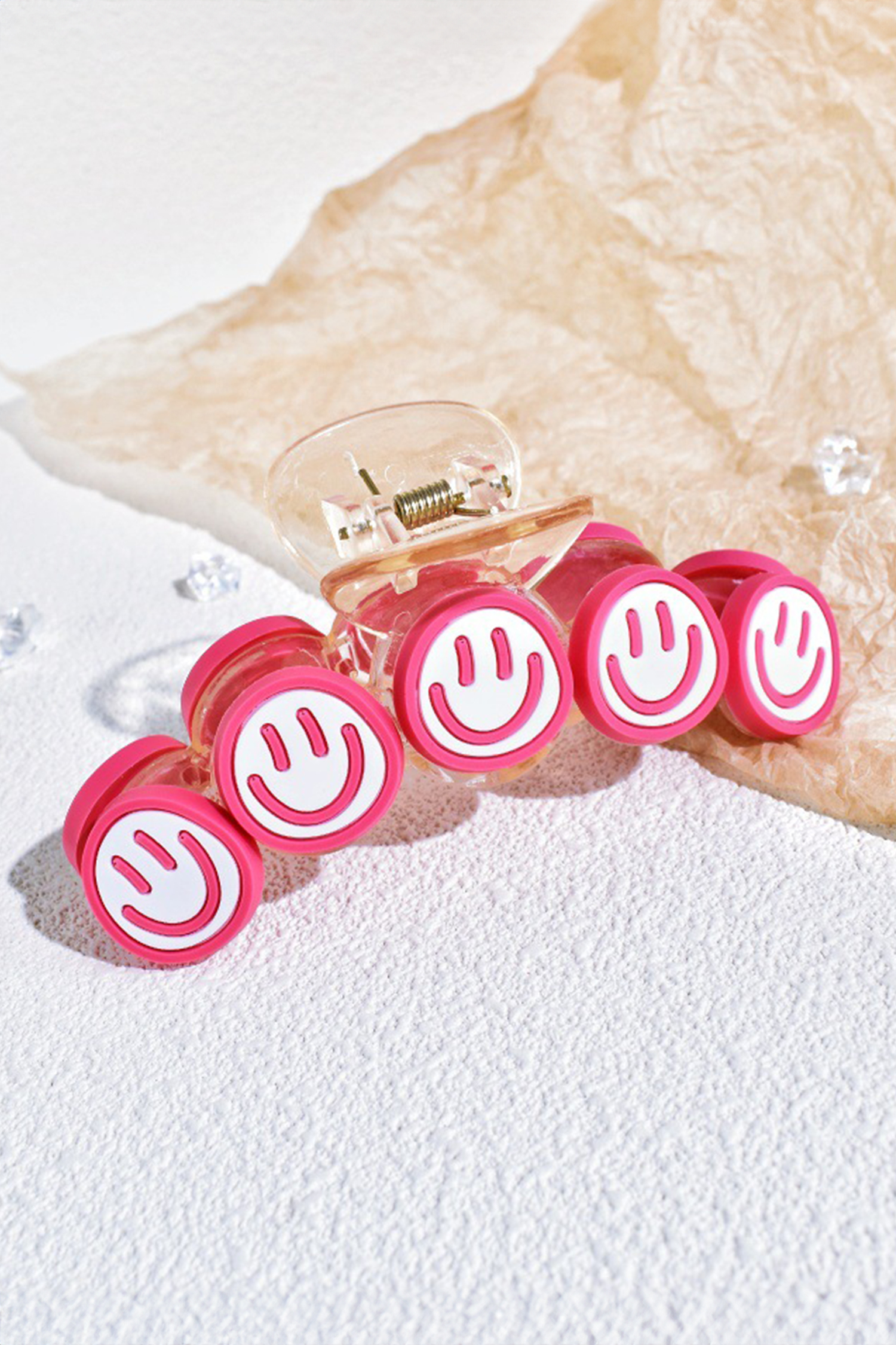 Rose Red Smiley Face Hair Claw Clip - loveforevers