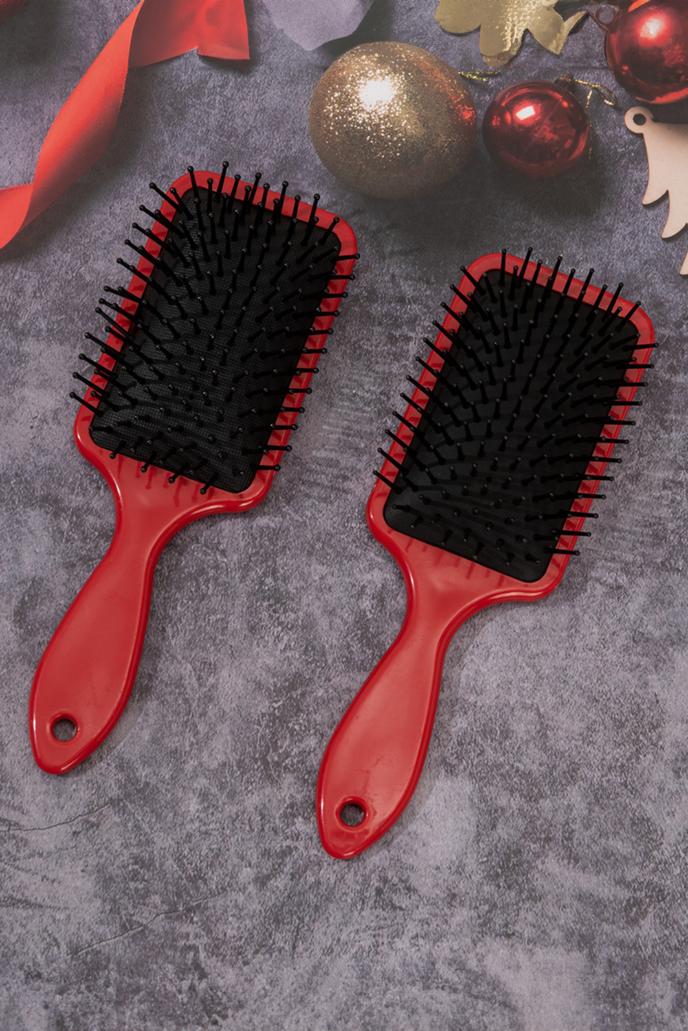 Racing Red Christmas Themed Print Paddle Hair Brush - loveforevers