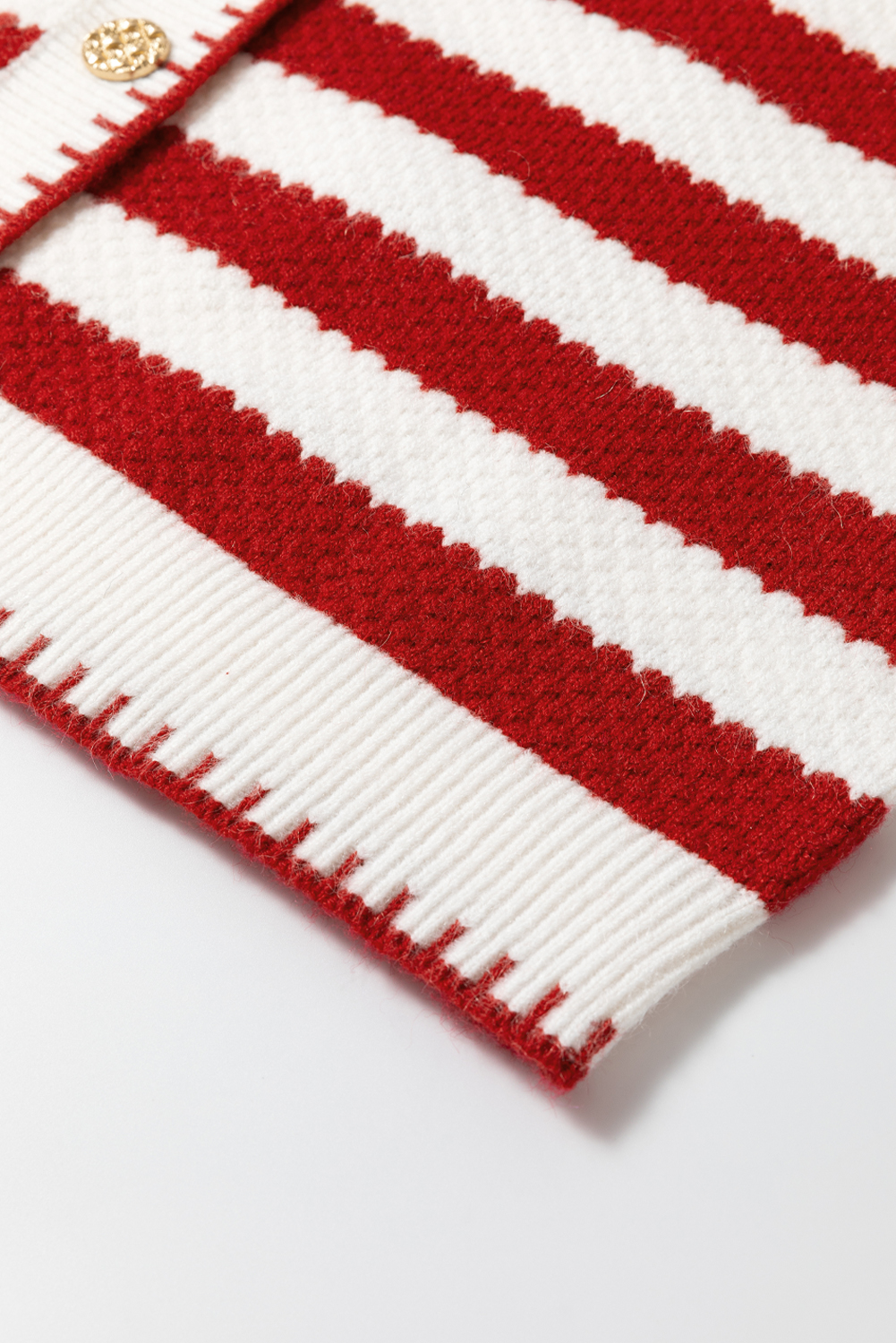 Red Stripe Chic Golden Button Cardigan Sweater - loveforevers