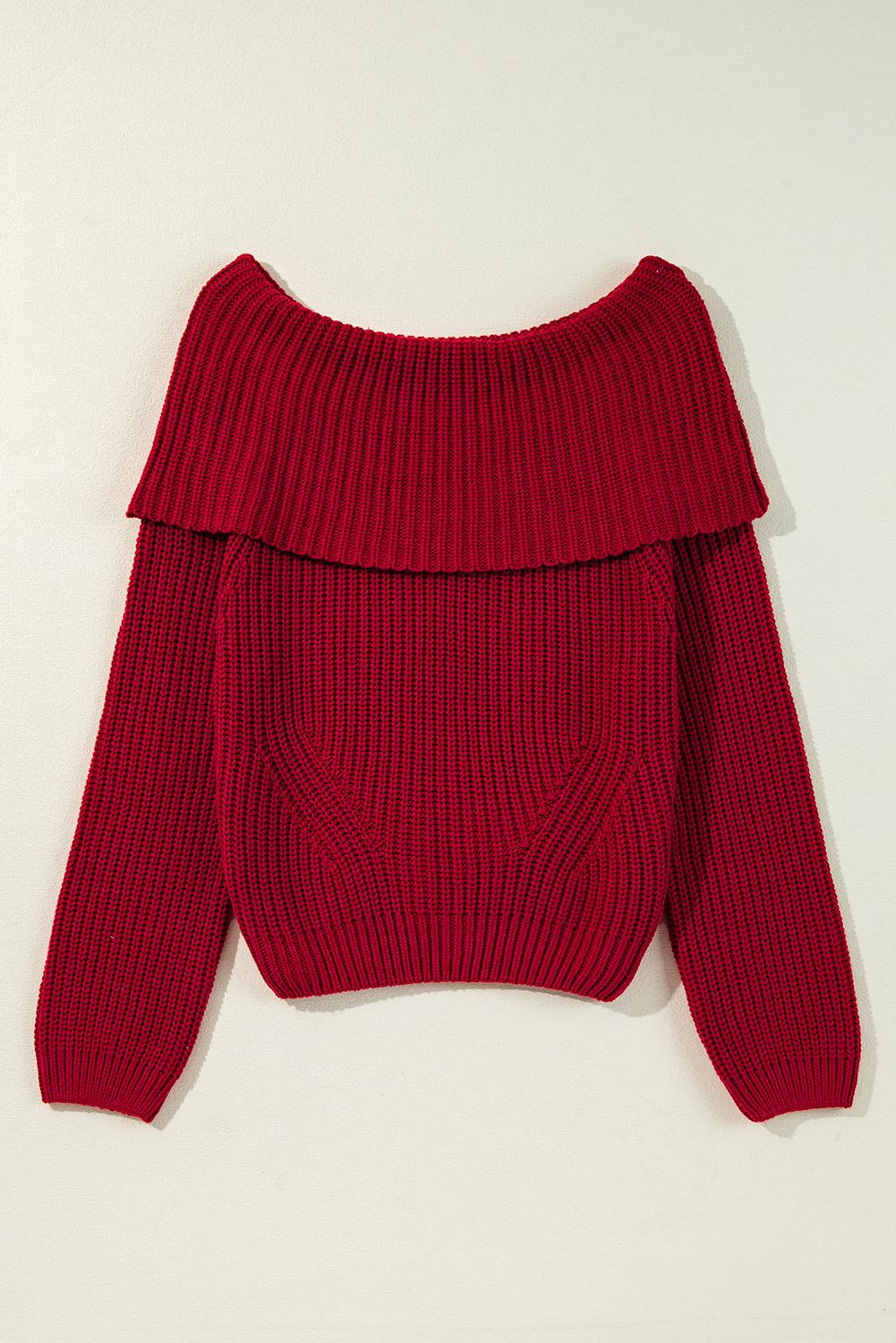 Racing Red Off-the-shoulder Knit Sweater - loveforevers
