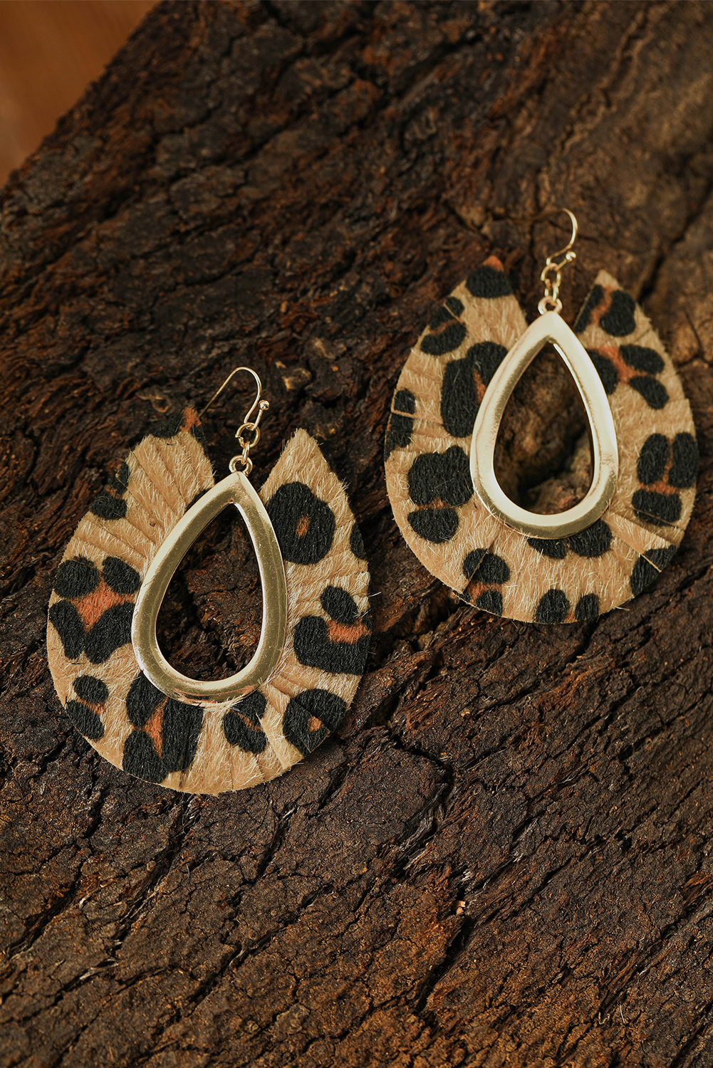 Chestnut Leopard Print Hollow Out Drop Earrings - loveforevers
