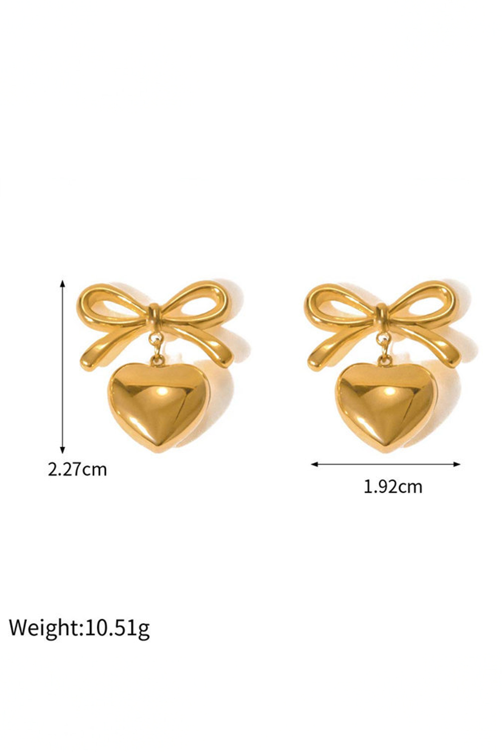Gold Plated Valentines Heart and Bow Studded Earrings - loveforevers