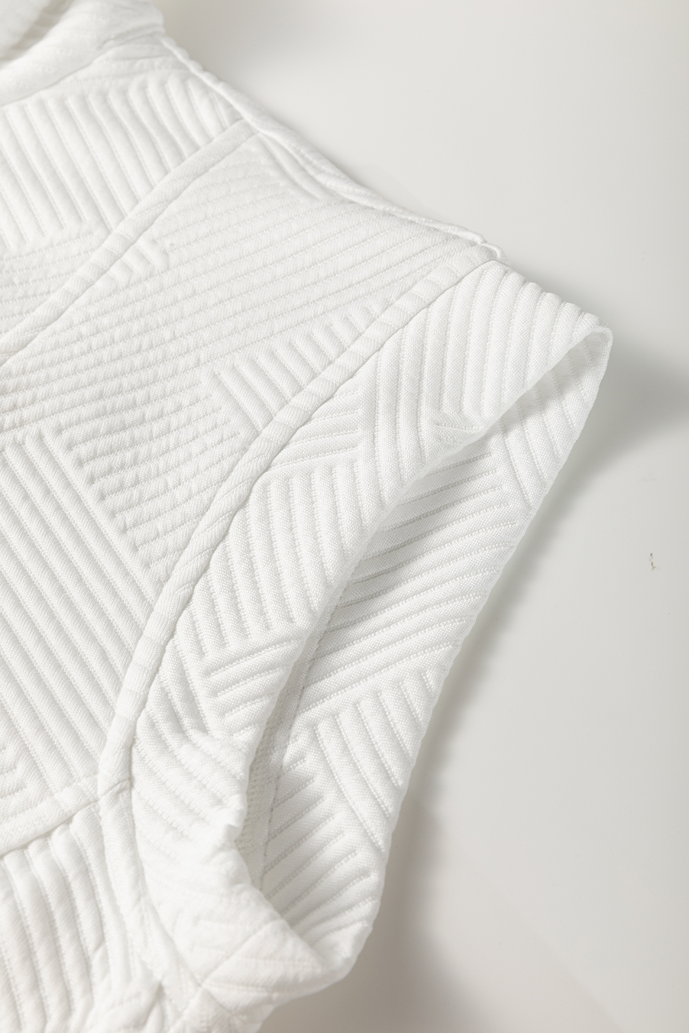 White Textured Half Zip Collared Cap Sleeve Mini Dress - loveforevers