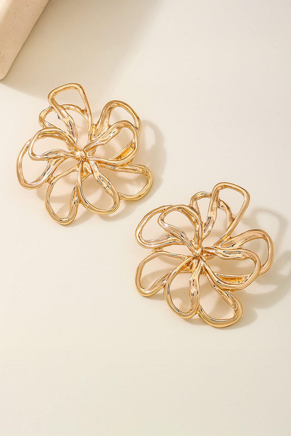 Gold Flower Shape Plated Alloy Fashion Earrings - loveforevers