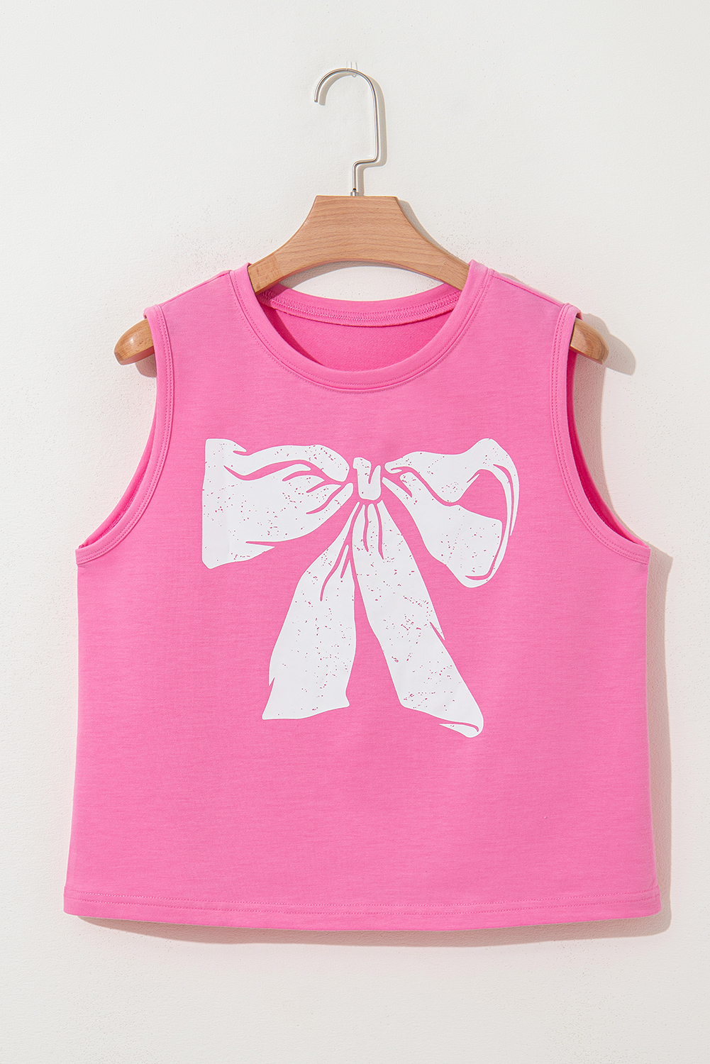 Sachet Pink Bow Print Boxy Fit Tank Top - loveforevers