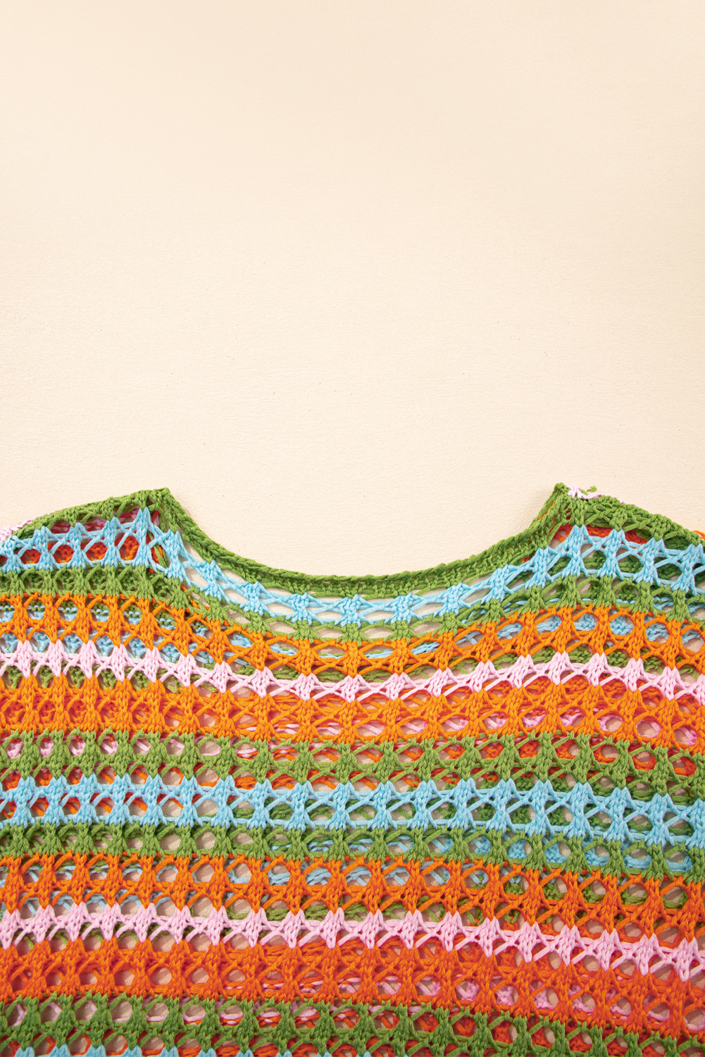 Purple Multi Stripe Open Knit Sweater Beach Cover Up - loveforevers