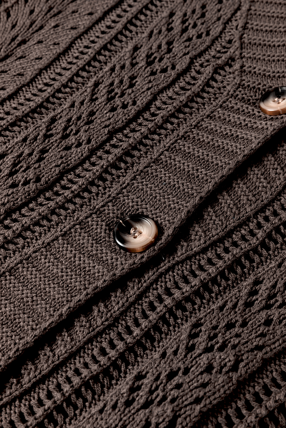 Dark Khaki Open Knit Drop Shoulder Sweater Cardigan - loveforevers