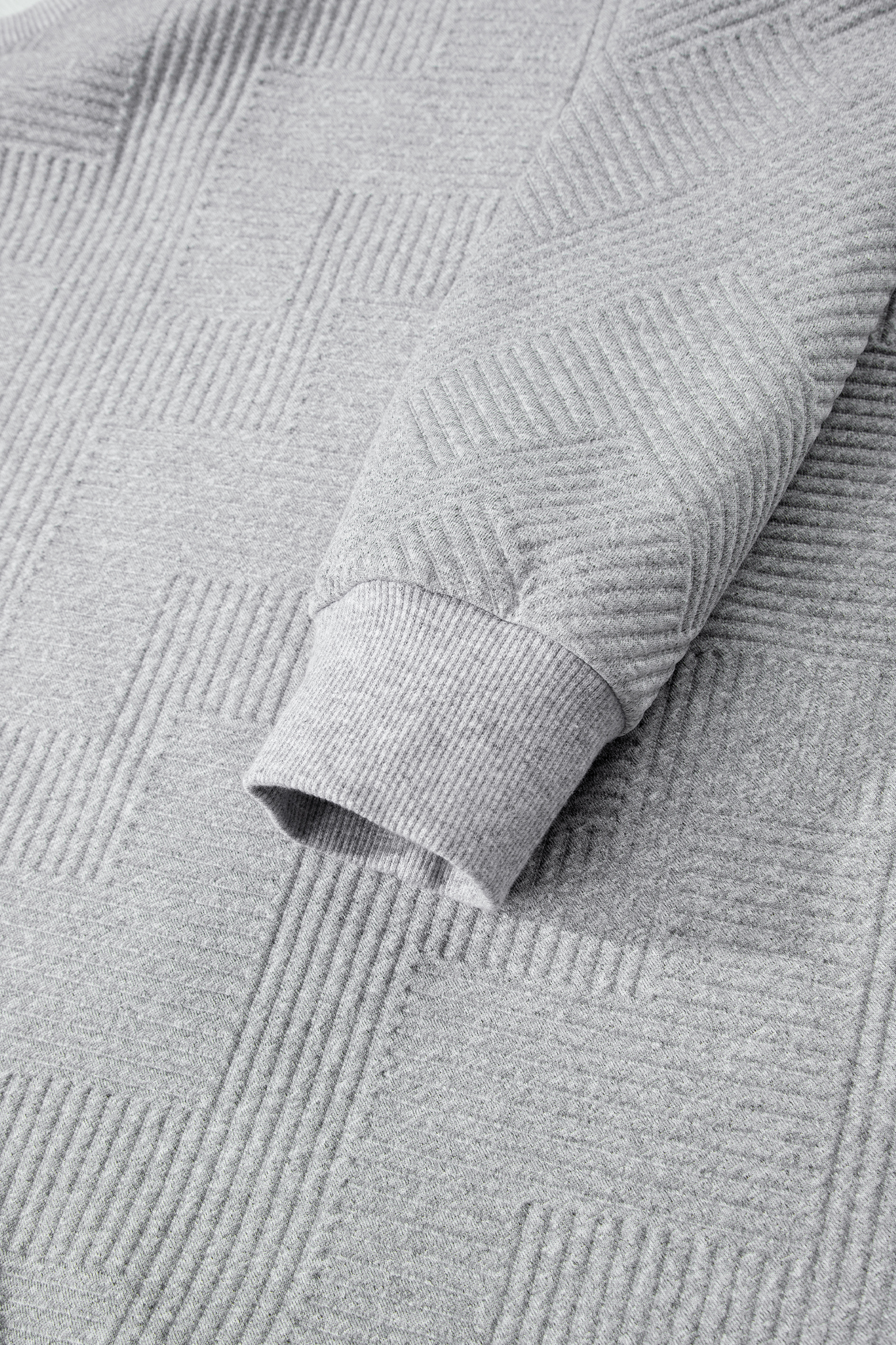 Medium Grey Trendy Textured Half Zip Loose Sweatshirt - loveforevers
