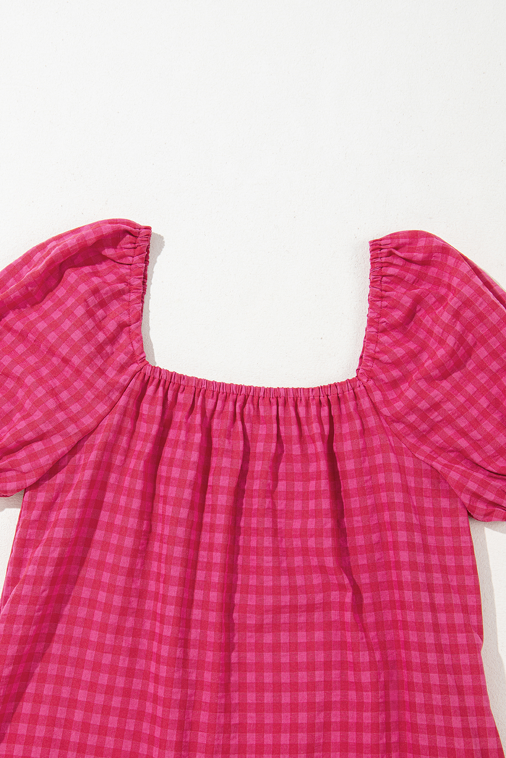 Rose Ginham Check Bubble Sleeve Ruffled Maxi Dress - loveforevers