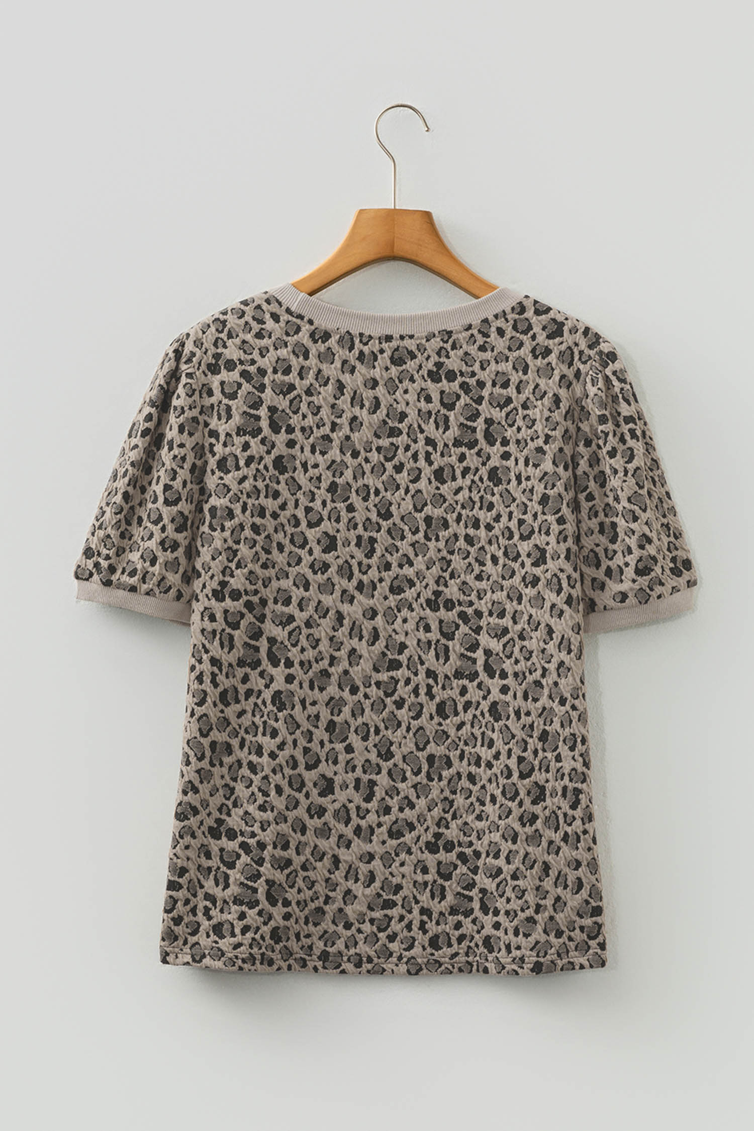 Beige Zip up Collared Leopard Cap Sleeve Top - loveforevers