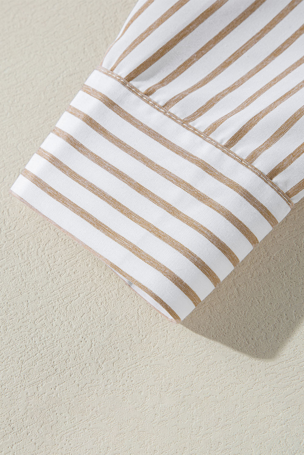 Khaki Stripe Long Sleeve Button Up Mini Shirt Dress - loveforevers