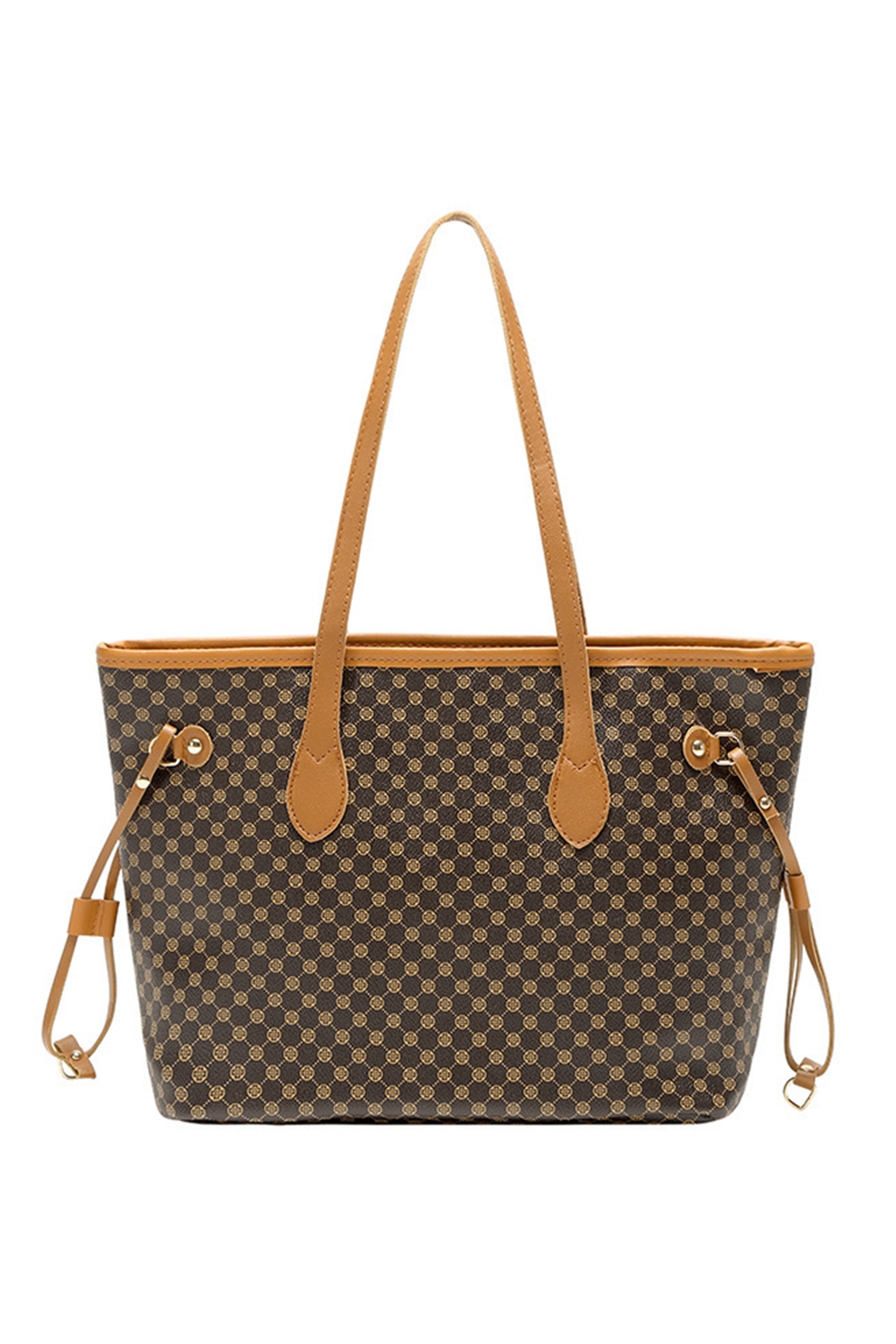 Coffee Luxury Fashion Print PU Leather Versatile One Shoulder Tote Bag - loveforevers