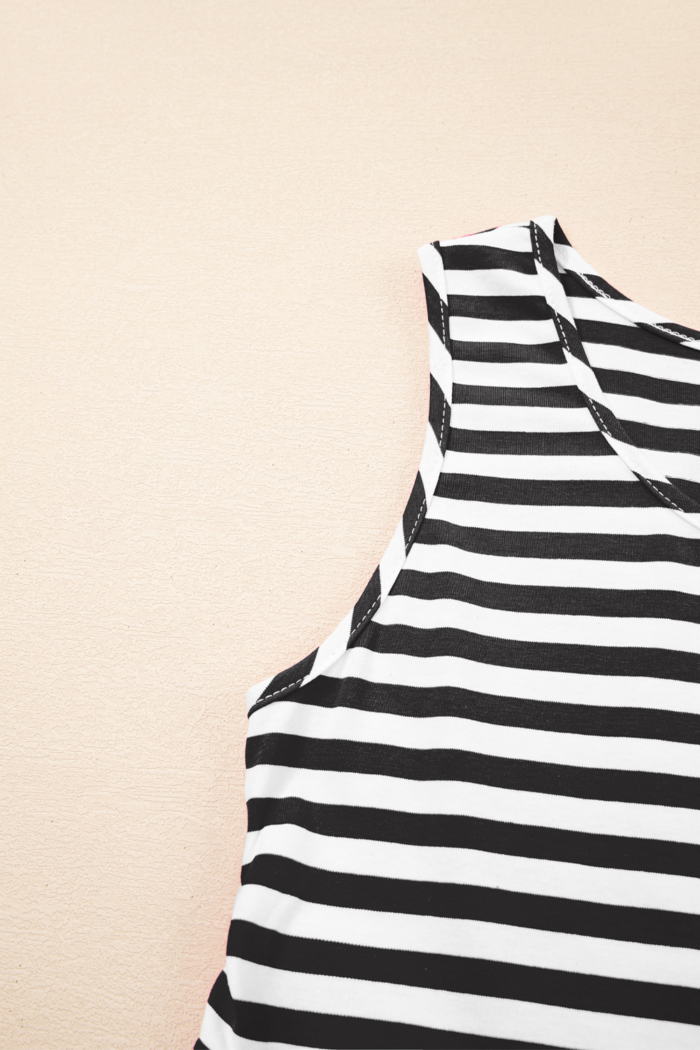 Black Stripe U Neck Sleeveless Loose Fit Mini Dress - loveforevers