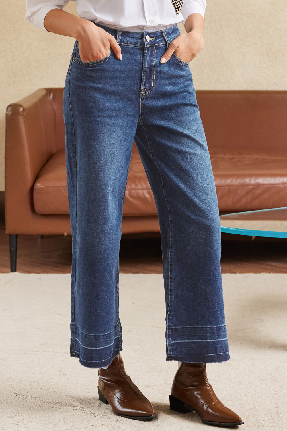 Gray Raw Hem Straight Leg Loose High Waist Jeans - loveforevers