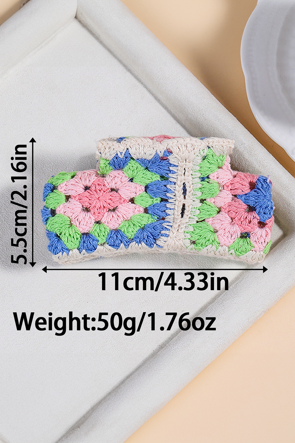 Dark Blue Flower Crochet Cover Hair Clawclip - loveforevers